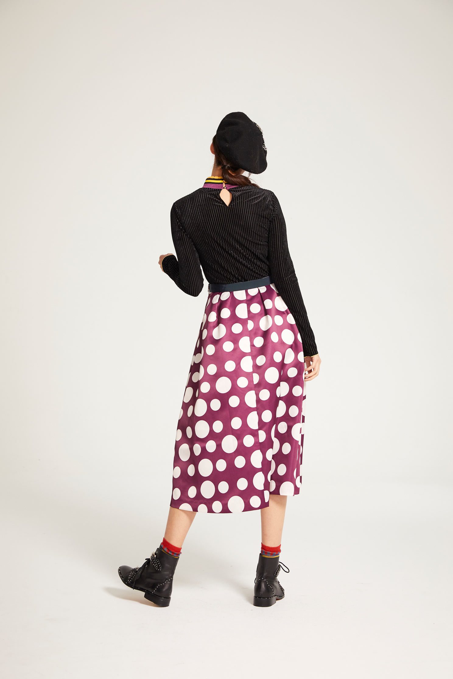 Hit high-necked sweater,Fantasy purple,knitting,Knitted top,Knitted Top,長袖上衣,Turtleneck top,黑色上衣