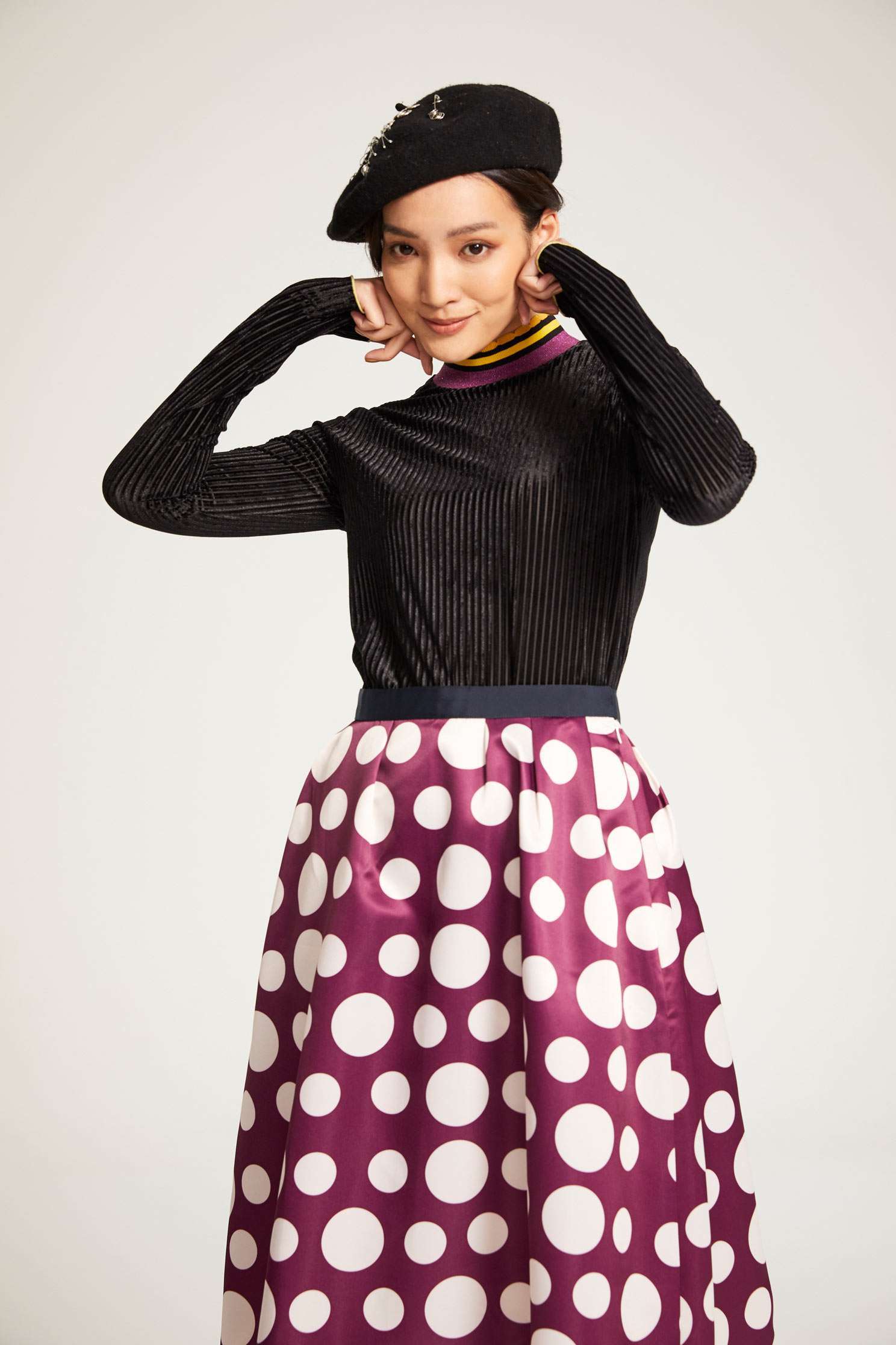 Hit high-necked sweater,Fantasy purple,knitting,Knitted top,Knitted Top,長袖上衣,Turtleneck top,黑色上衣
