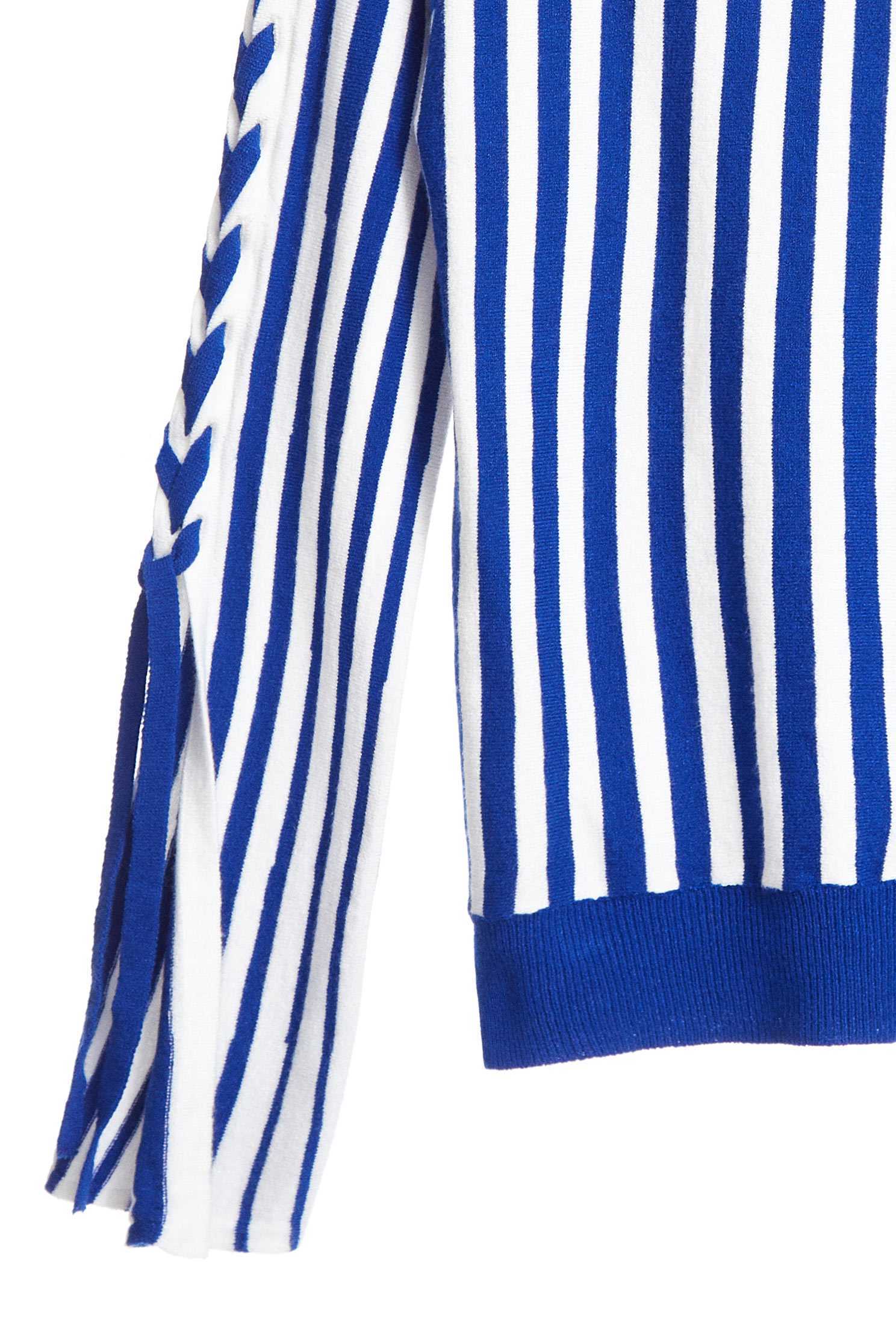 Elegant blouse in stripes with sleeve strap special design,top,knittedtop,longsleevetop