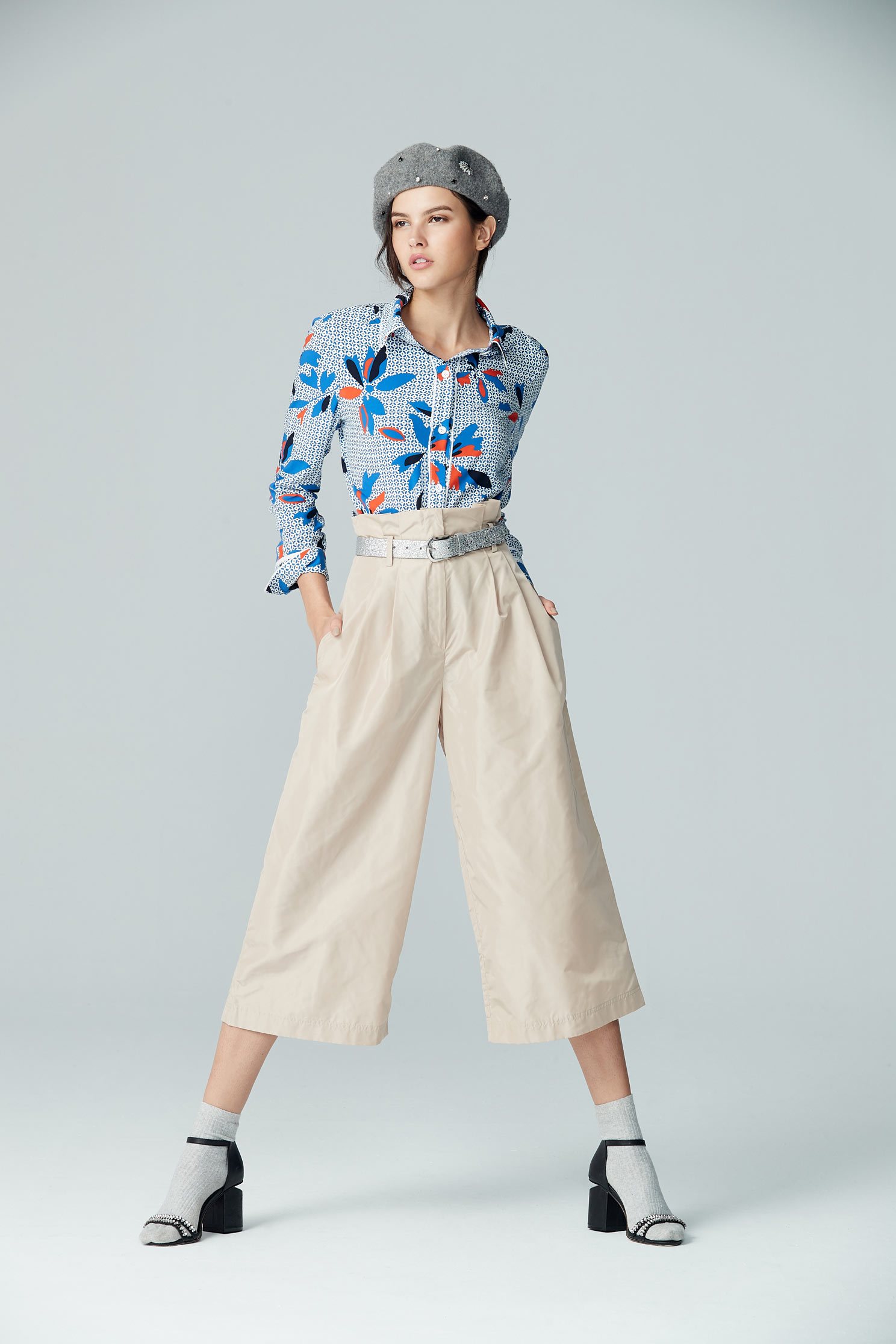 flower pattern chiffon blouse,Top,Rayon,Blouse,長袖上衣,Chiffon,Chiffon top