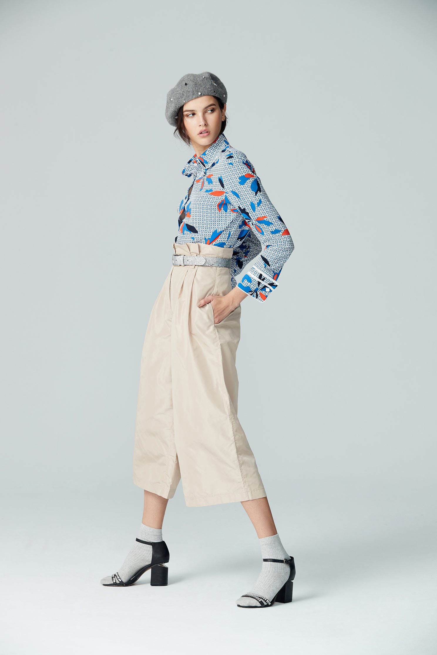 flower pattern chiffon blouse,Top,Rayon,Blouse,長袖上衣,Chiffon,Chiffon top
