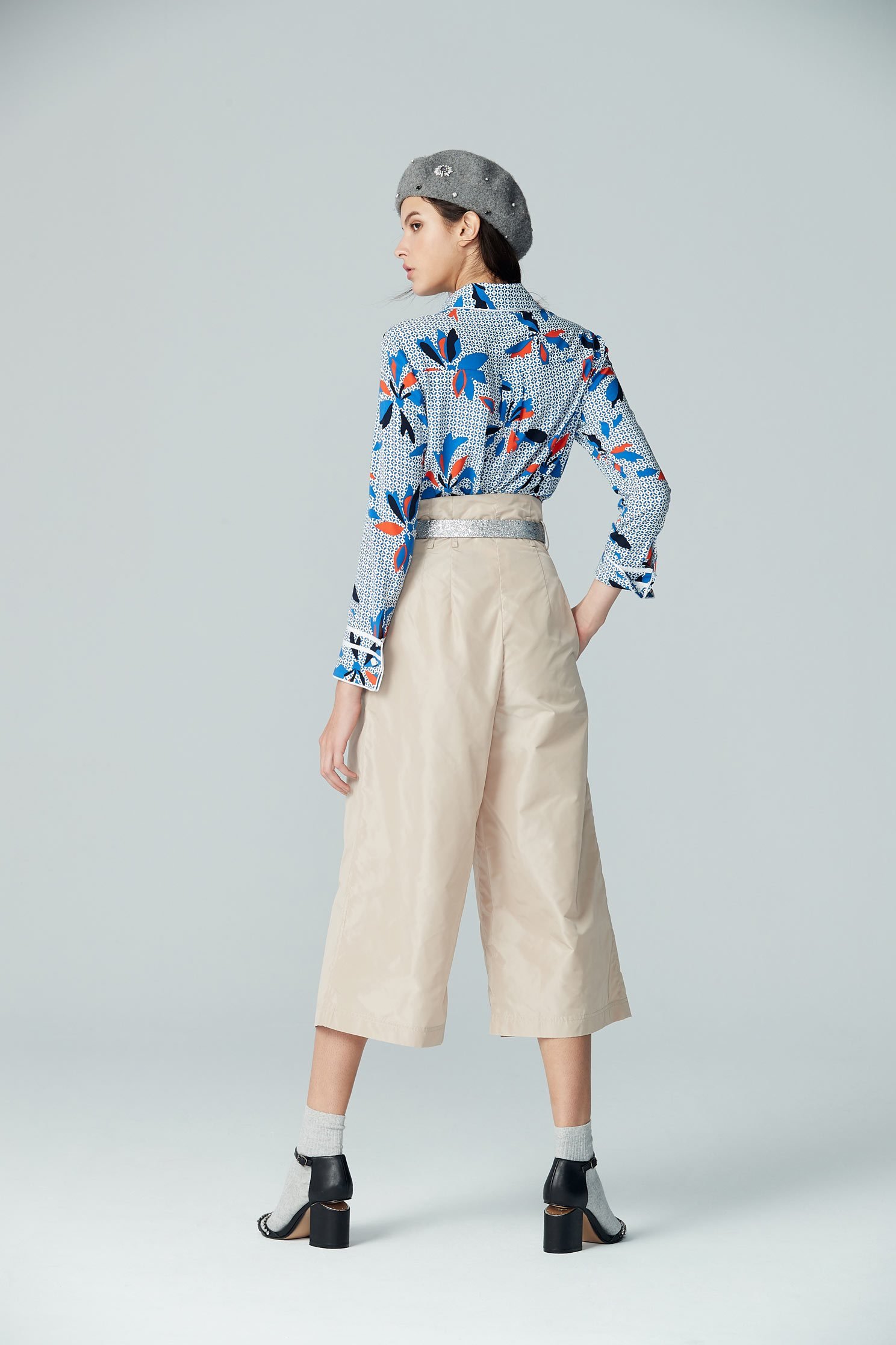 flower pattern chiffon blouse,Top,Rayon,Blouse,長袖上衣,Chiffon,Chiffon top