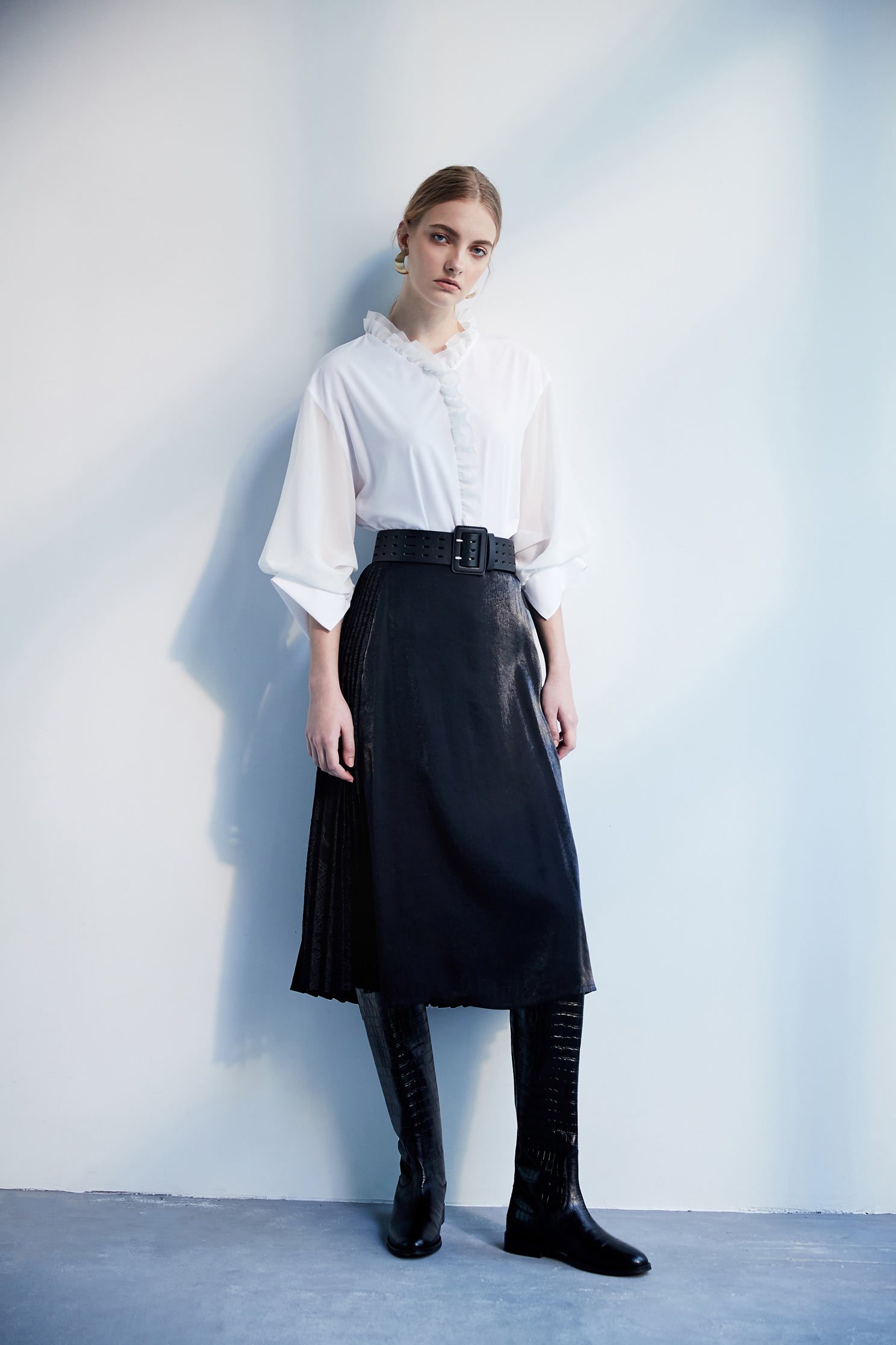 Temperament classic fashion long-sleeved top,3/4sleevetop,top,whitetop,i-select,longsleevetop