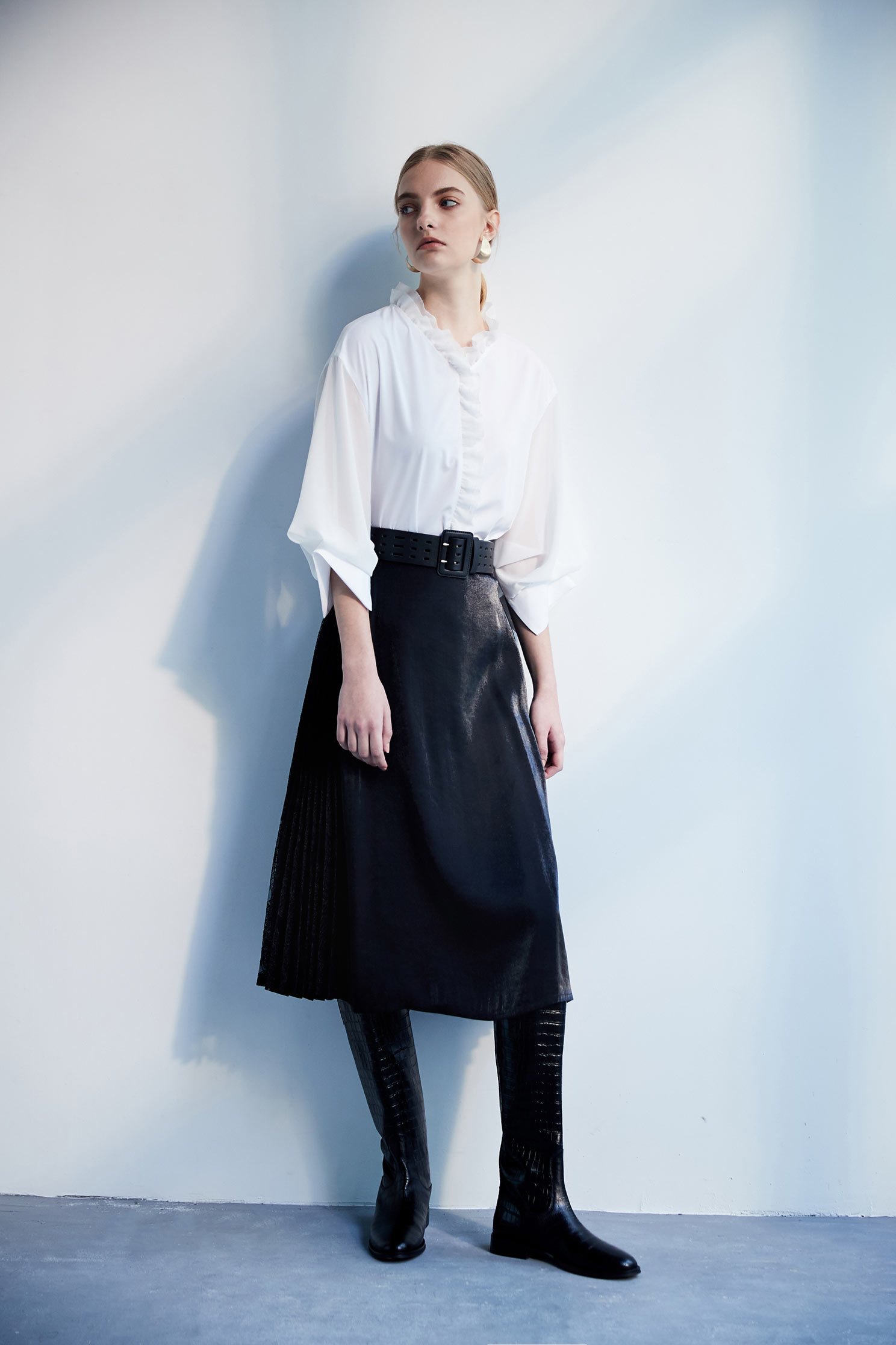 Temperament classic fashion long-sleeved top,3/4sleevetop,top,whitetop,i-select,longsleevetop