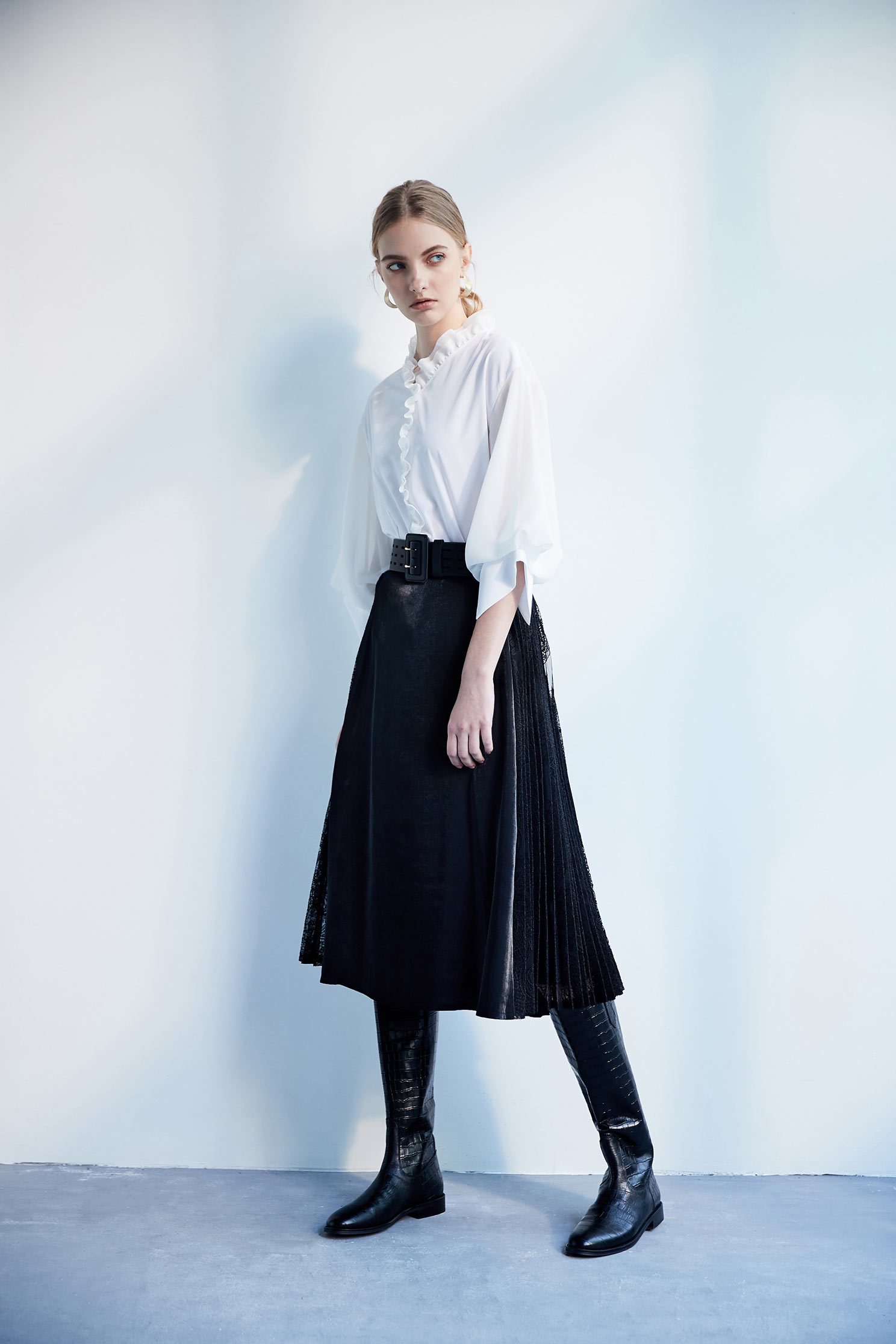 Temperament classic fashion long-sleeved top,3/4sleevetop,top,whitetop,i-select,longsleevetop