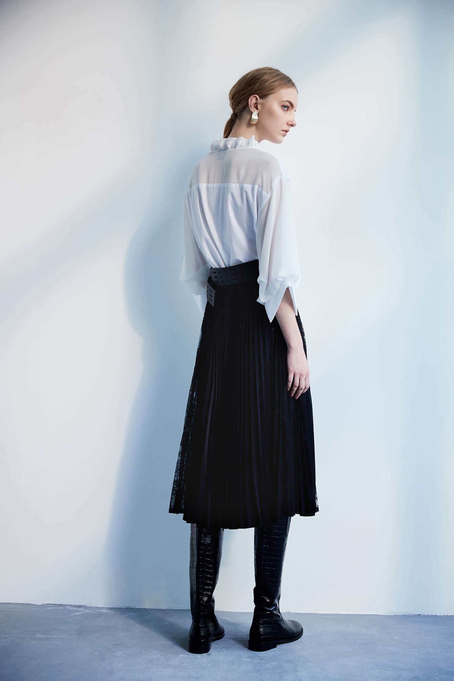 Temperament classic fashion long-sleeved top,3/4sleevetop,top,whitetop,i-select,longsleevetop