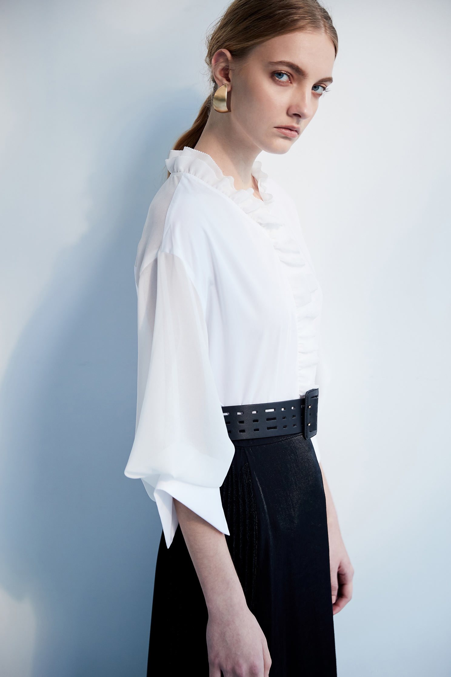 Temperament classic fashion long-sleeved top,3/4sleevetop,top,whitetop,i-select,longsleevetop