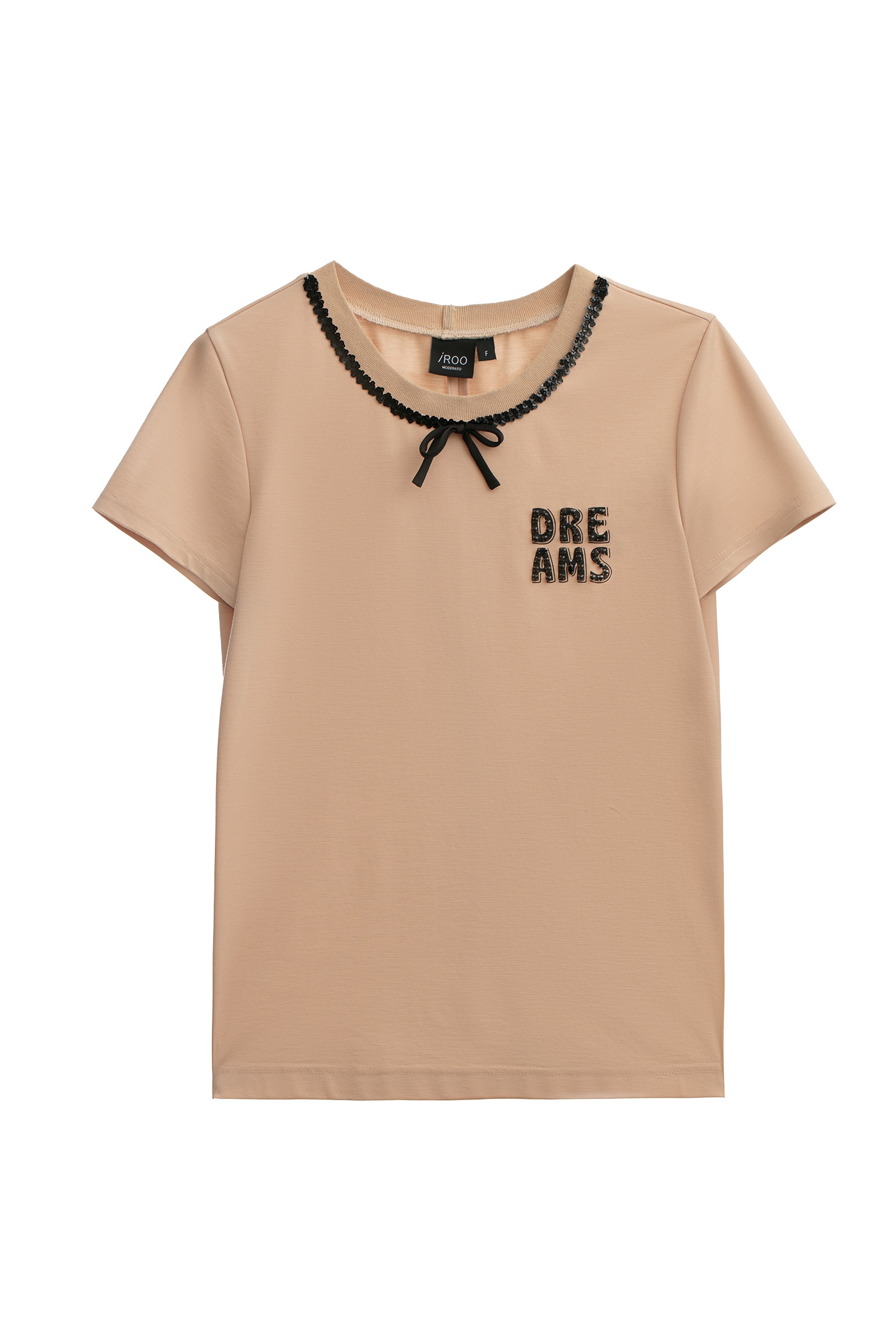 奶油布丁色縫鑽精緻T恤奶油布丁色縫鑽精緻T恤,T恤,上衣,人氣商品,秋冬穿搭,蝴蝶結