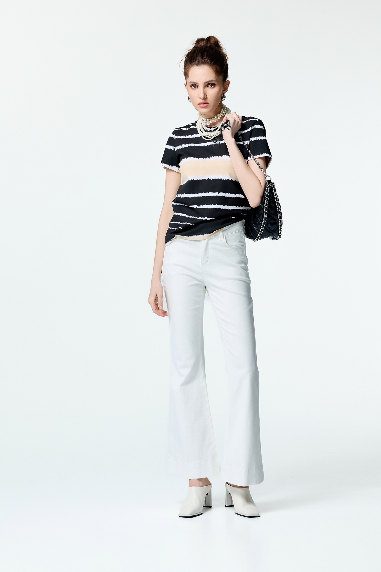 雙色綁染感印花T恤上衣雙色綁染感印花T恤上衣,T恤,上衣,秋冬穿搭,純棉