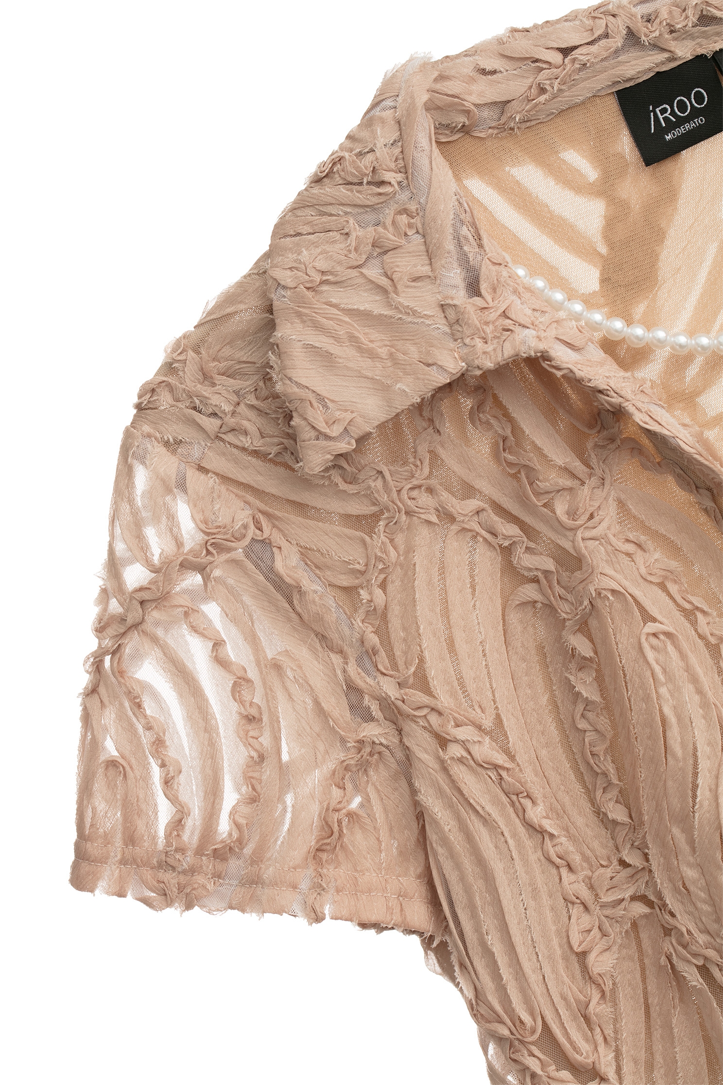 珍珠項鍊網紗立體繞花上衣珍珠項鍊網紗立體繞花上衣,上班OL穿搭,上衣,珍珠,秋冬穿搭,網紗,襯衫,項鍊