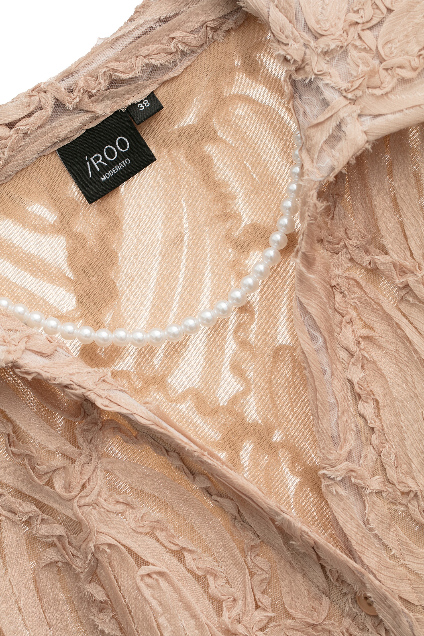 珍珠項鍊網紗立體繞花上衣珍珠項鍊網紗立體繞花上衣,上班OL穿搭,上衣,珍珠,秋冬穿搭,網紗,襯衫,項鍊