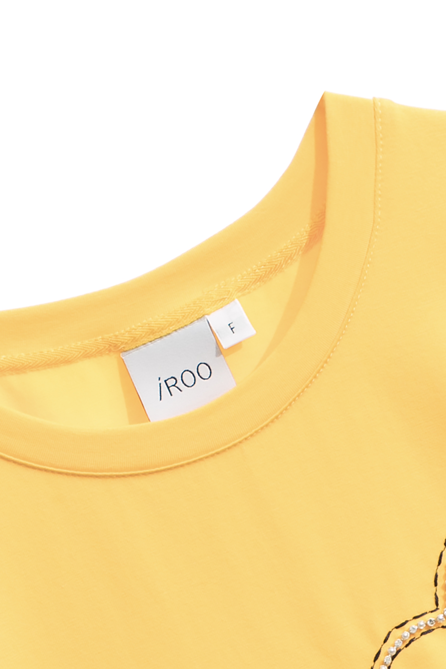 花粉黃閃亮花瓣T恤上衣花粉黃閃亮花瓣T恤上衣,T-Shirt,上衣,刺繡,秋冬穿搭