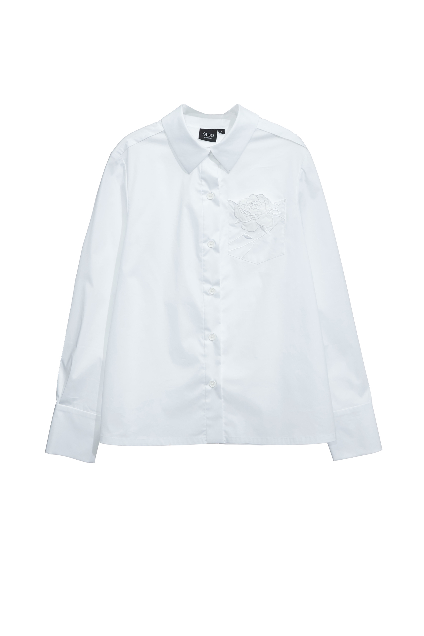 玫瑰繡花口袋簡約襯衫玫瑰繡花口袋簡約襯衫,上班OL穿搭,人氣商品,春夏穿搭,簡約穿搭,花花世界,襯衫