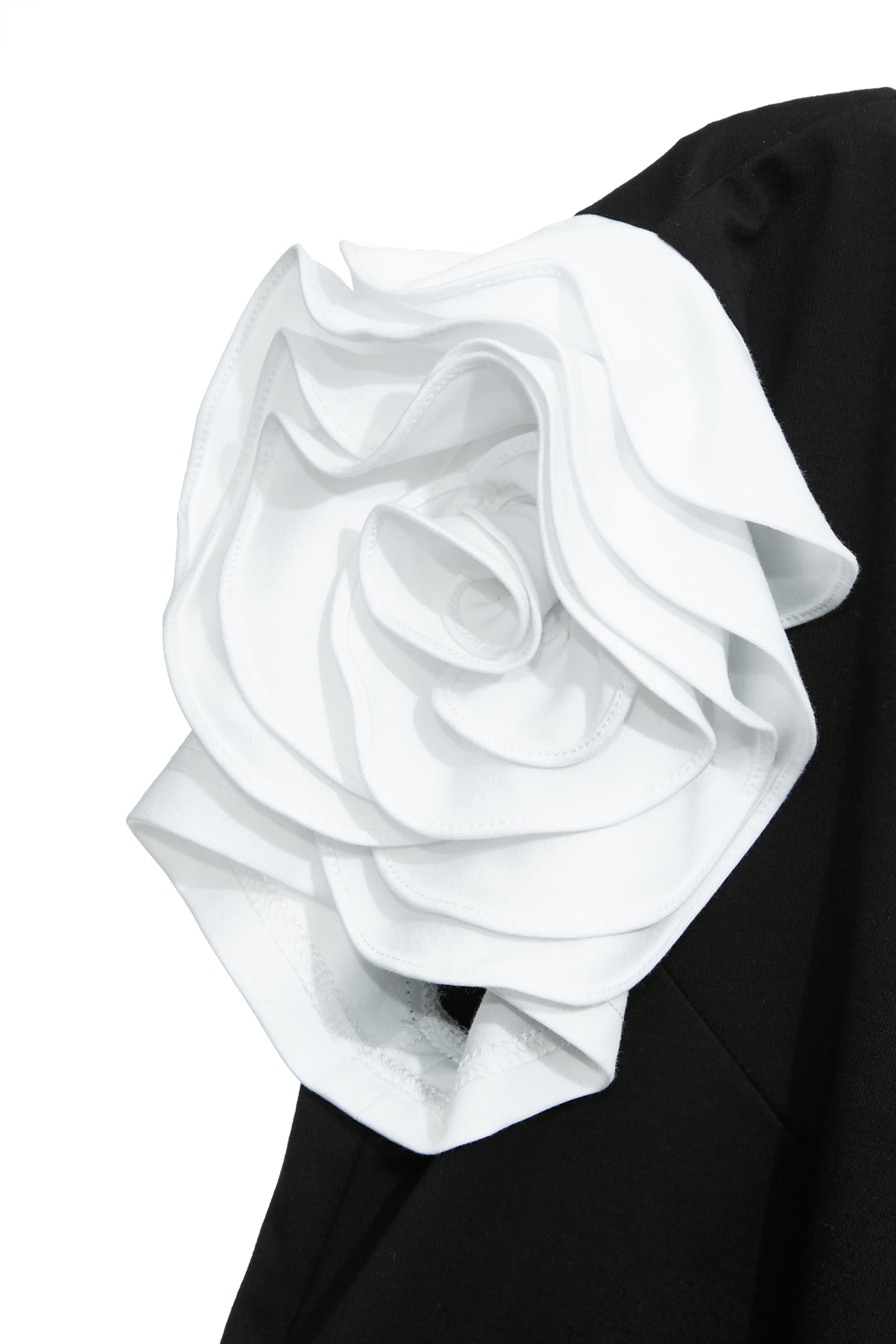 黑白撞色玫瑰繞花袖單品上衣黑白撞色玫瑰繞花袖單品上衣,上衣,人氣商品,春夏穿搭,時髦成套搭配,花花世界