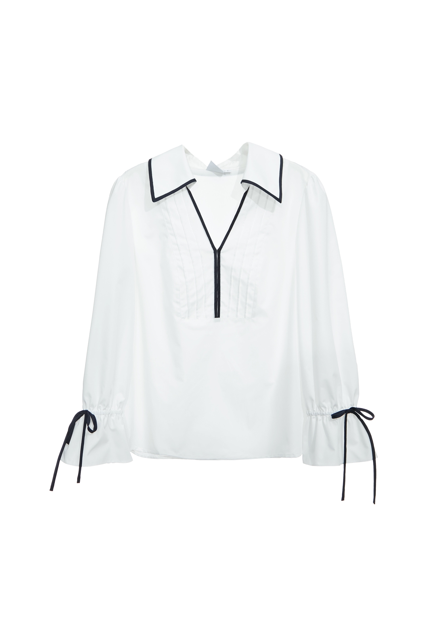 海洋洞穴色飾邊上衣海洋洞穴色飾邊上衣,V領上衣,上班OL穿搭,上衣,春夏穿搭,蝴蝶結,襯衫