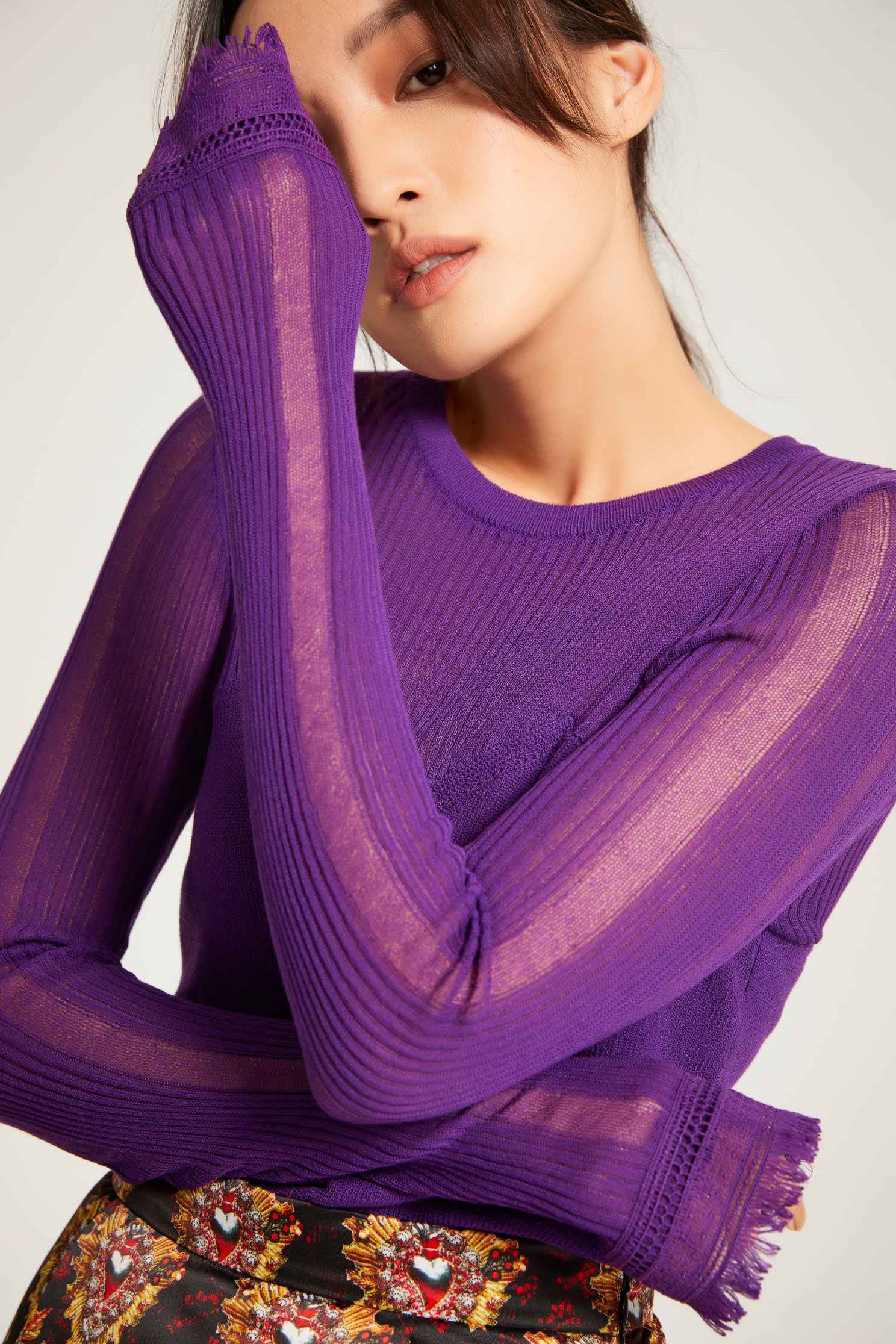Fit long-sleeved knit wear,fantasypurple,knitting,knittedtop,knittedtop,longsleevetop