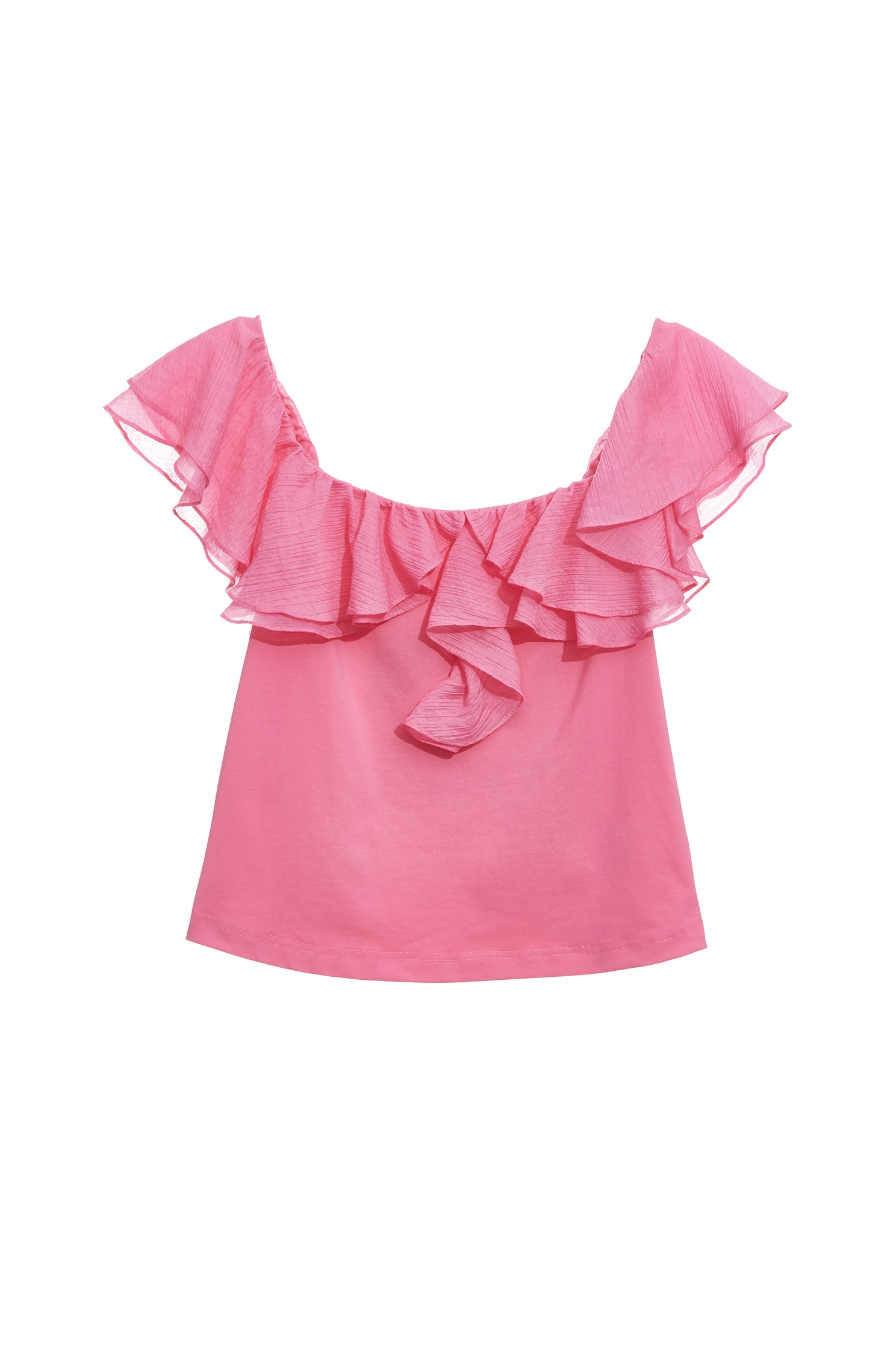 壓紋雪紡荷葉Ｔ恤上衣壓紋雪紡荷葉Ｔ恤上衣,上衣,春夏穿搭,荷葉,雪紡