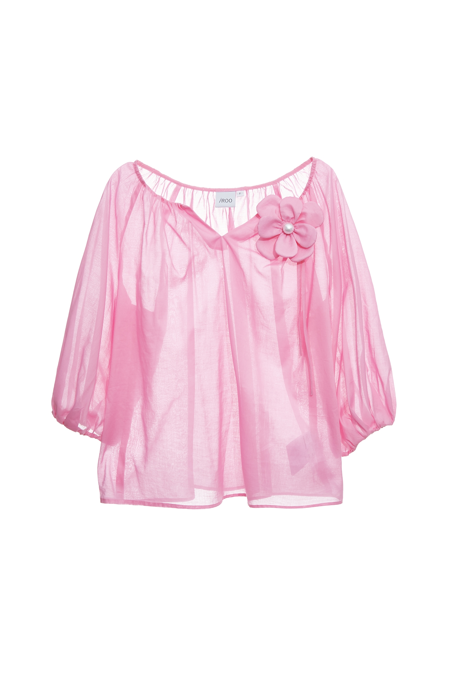 流行電光紫粉色飾花上衣流行電光紫粉色飾花上衣,上衣,春夏穿搭