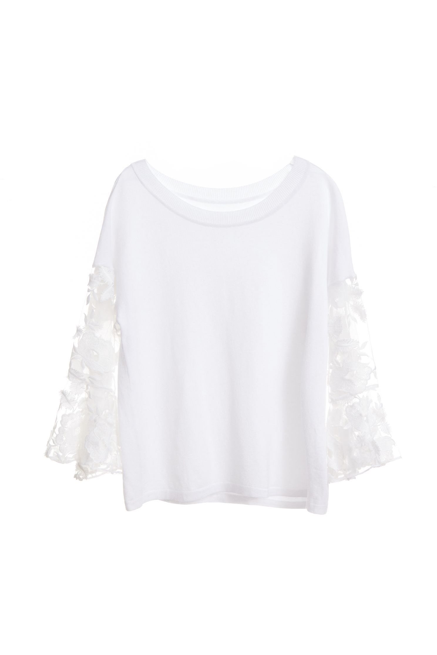 Mixed lace shirts,top,whitetop,lace,lacedtop,see-throughtop,knitting,knittedtop,knittedtop,longsleevetop,girlfriendsspringtour