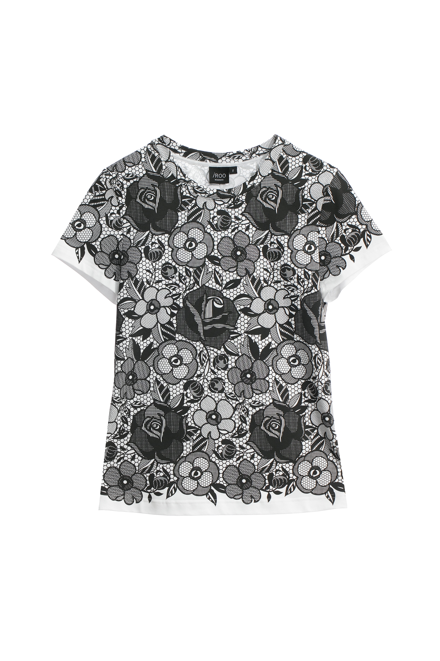 黑玫瑰滿版印花上衣黑玫瑰滿版印花上衣,T-Shirt,上衣,白色上衣,秋冬穿搭,純棉,花花世界