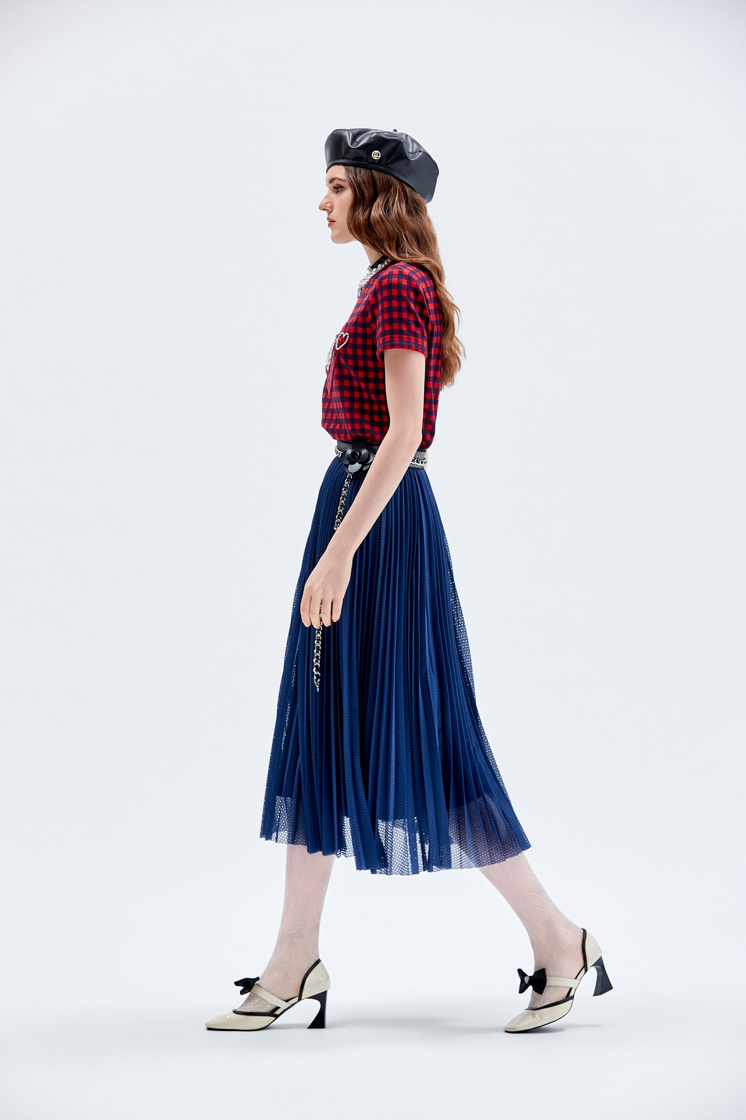 法式維希格紋偽T恤上衣法式維希格紋偽T恤上衣,上衣,格紋,秋冬穿搭