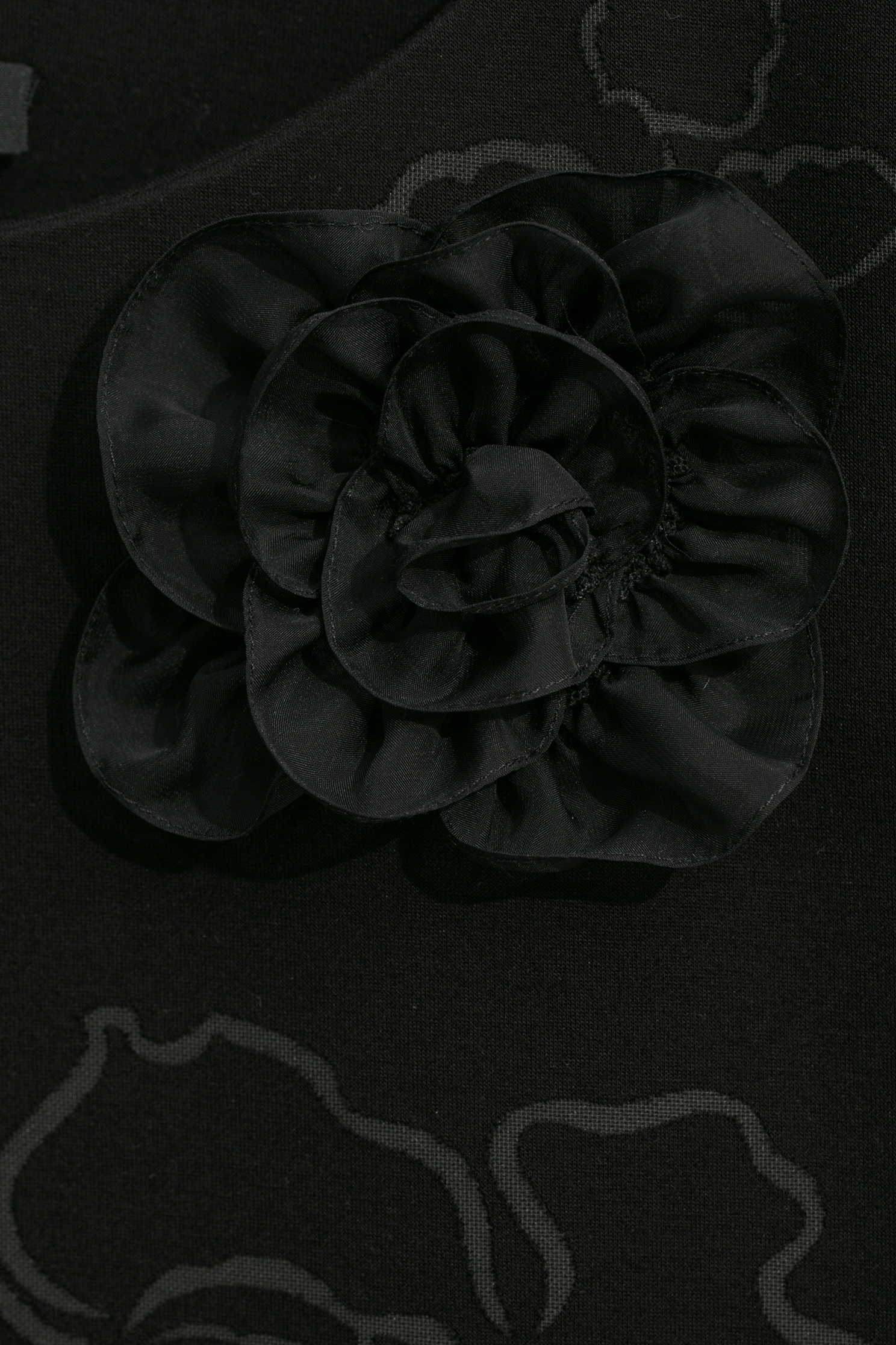 烏干繞花玫瑰燒花短袖上衣烏干繞花玫瑰燒花短袖上衣,上衣,秋冬穿搭,黑色上衣