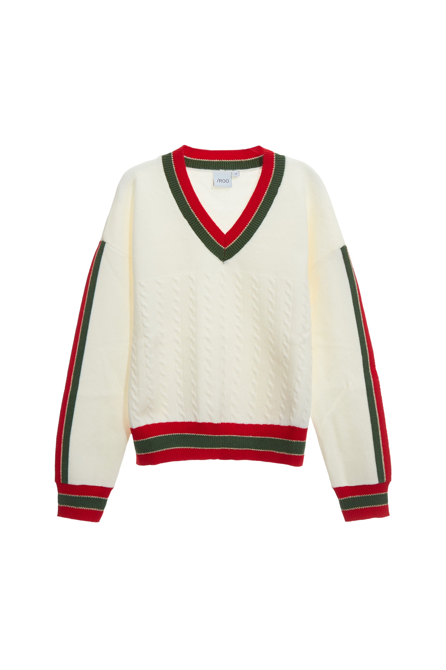 火焰深翡翠配色針織上衣火焰深翡翠配色針織上衣,上衣,白色上衣,秋冬穿搭,針織,針織衫