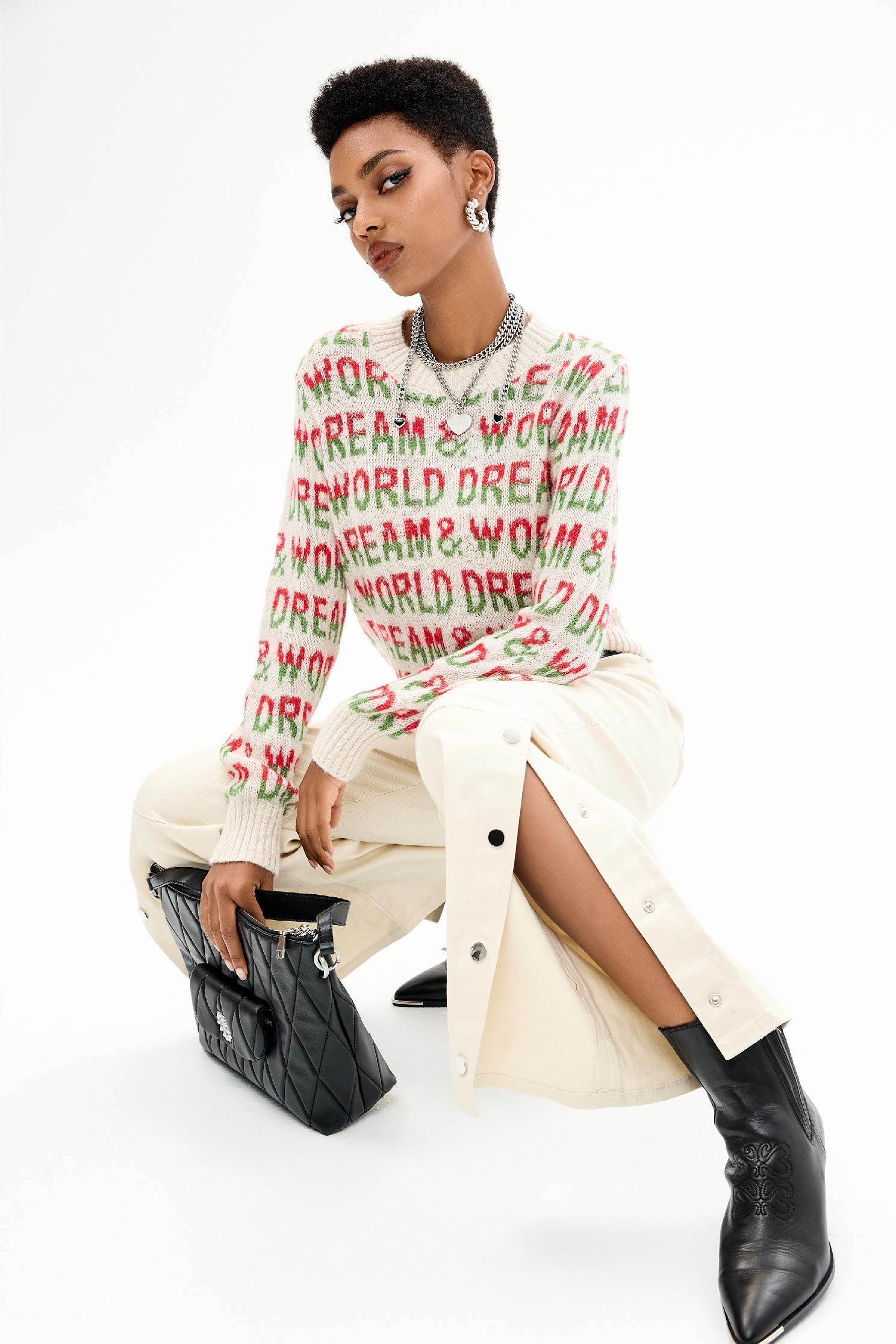 配色字串針織上衣配色字串針織上衣,上衣,派對特輯,秋冬穿搭,針織,針織衫