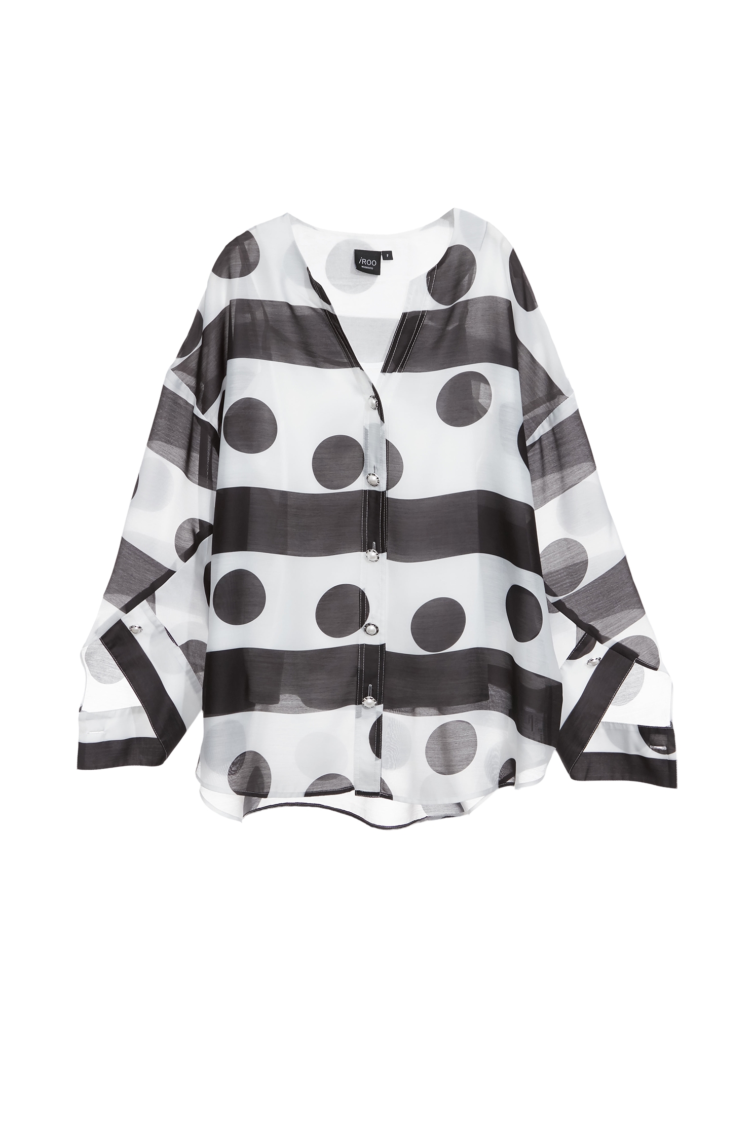 黑白大波點條紋絲棉襯衫黑白大波點條紋絲棉襯衫,上班OL穿搭,上衣,內搭上衣,春夏穿搭,條紋,波點,襯衫,輕奢度假,輕奢渡假