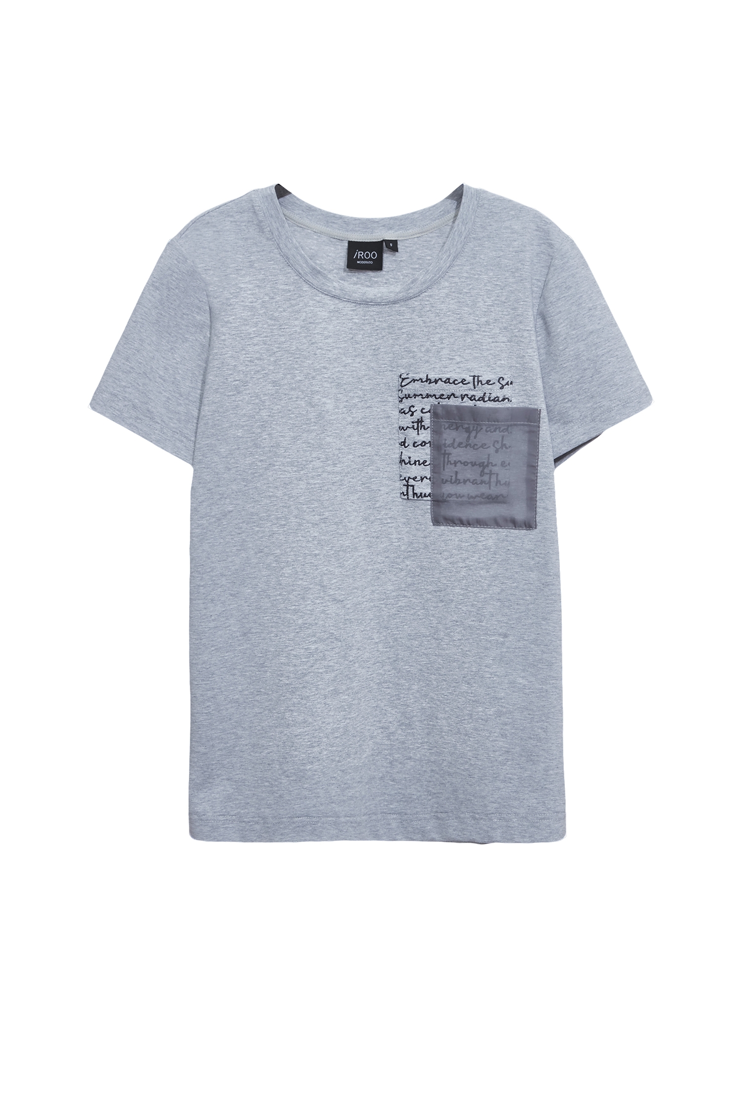 終極灰雙口袋繡花Ｔ終極灰雙口袋繡花Ｔ,T-Shirt,上衣,春夏穿搭,繡花,針織