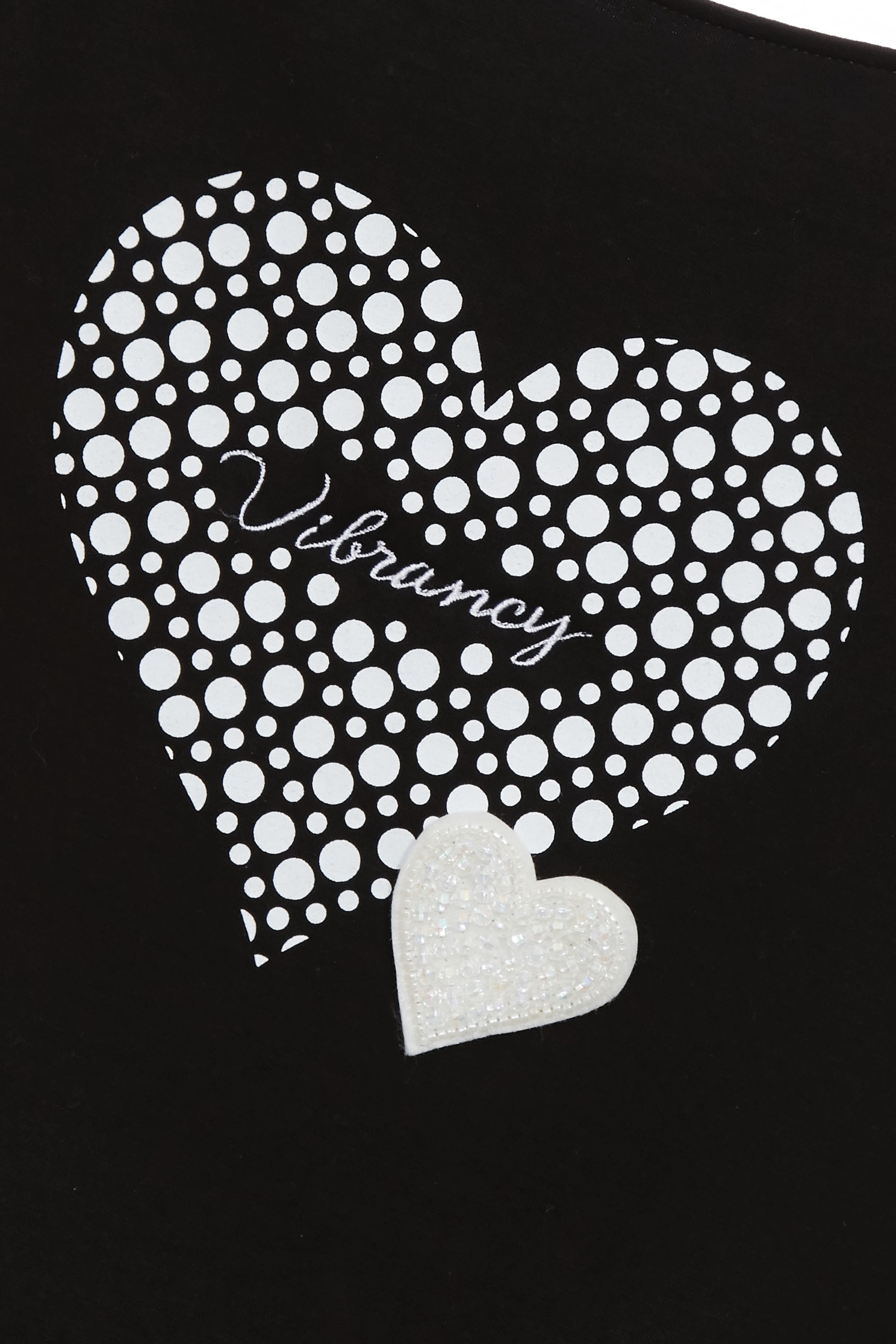 波點愛心不對稱T波點愛心不對稱T,T-Shirt,上衣,春夏穿搭,波點,純棉,繡花,黑色上衣