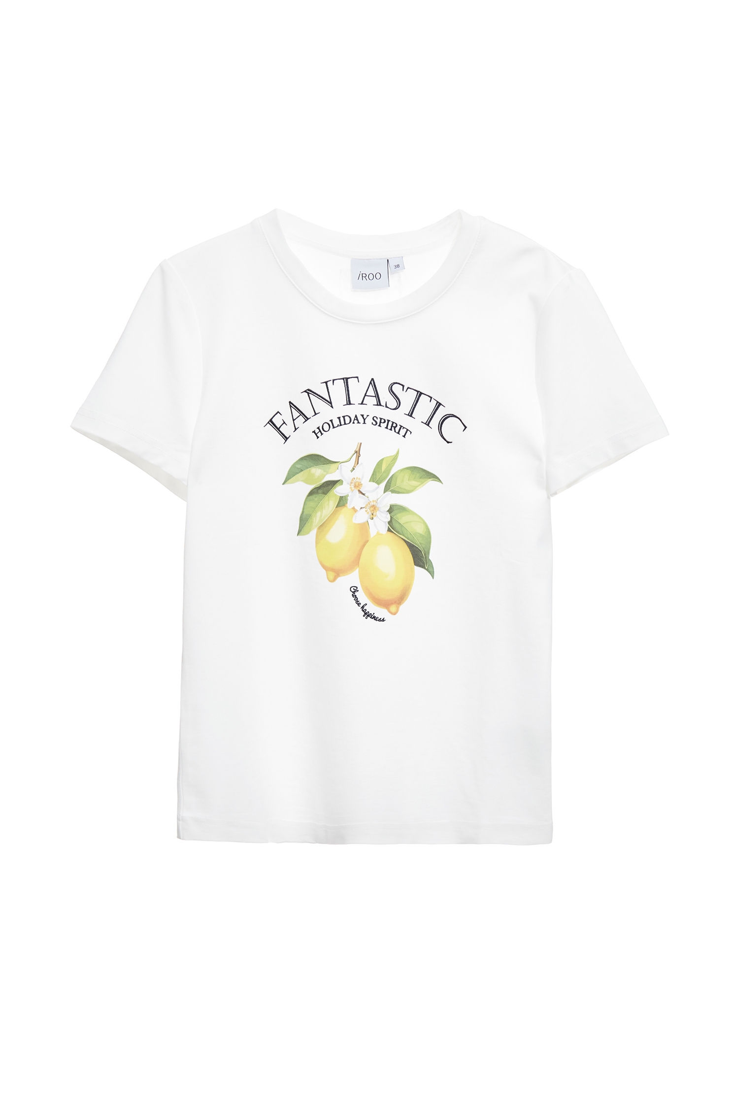 透明黃萊姆印花T恤上衣透明黃萊姆印花T恤上衣,T-Shirt,上衣,刺繡,春夏穿搭,白色上衣