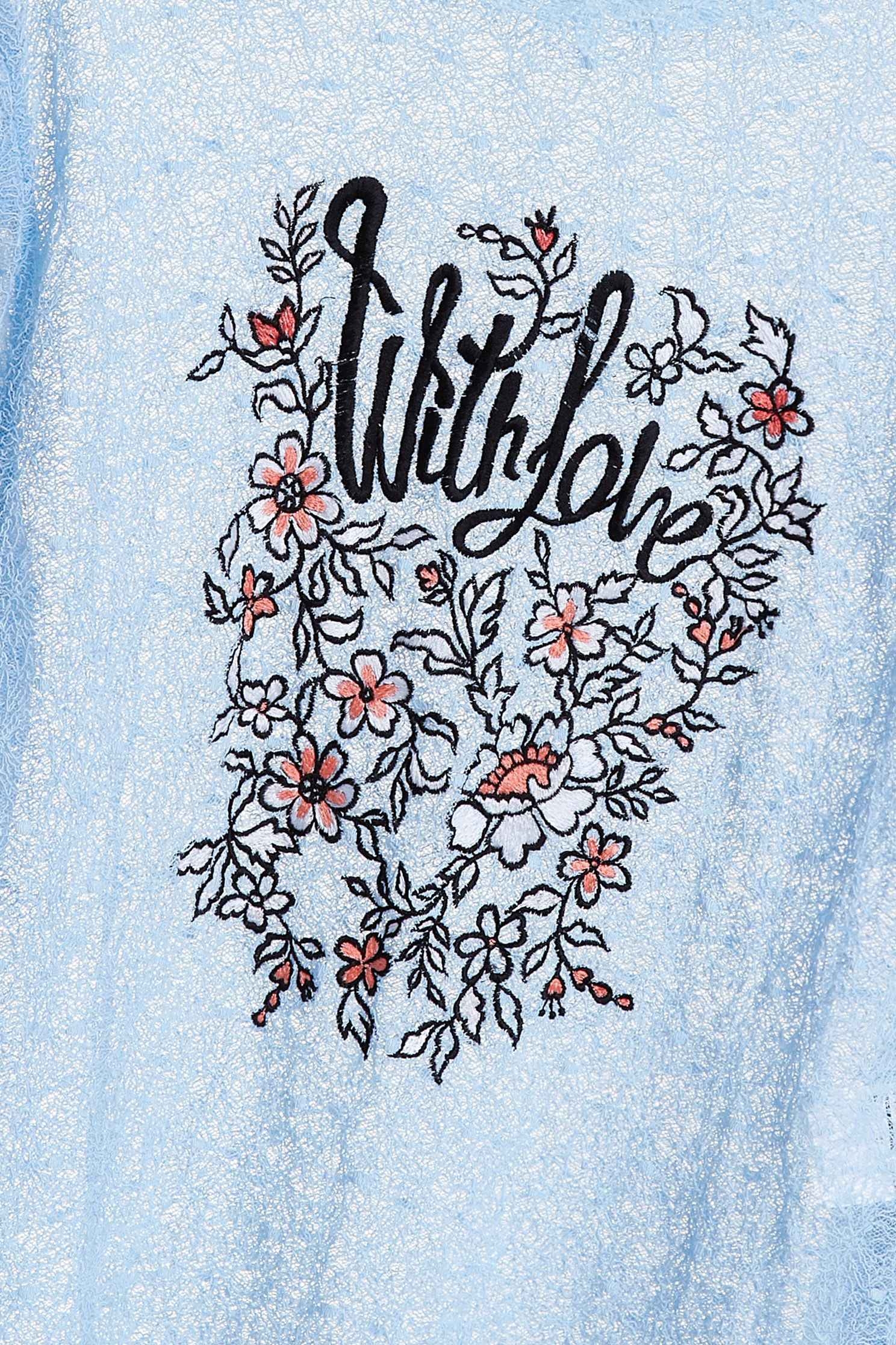 Lace embroider top,pantoneblue,top,embroidery,embroideredtop,roundnecktop,embroidered,embroideredtop,lace,lacedtop,see-throughtop,longsleevetop