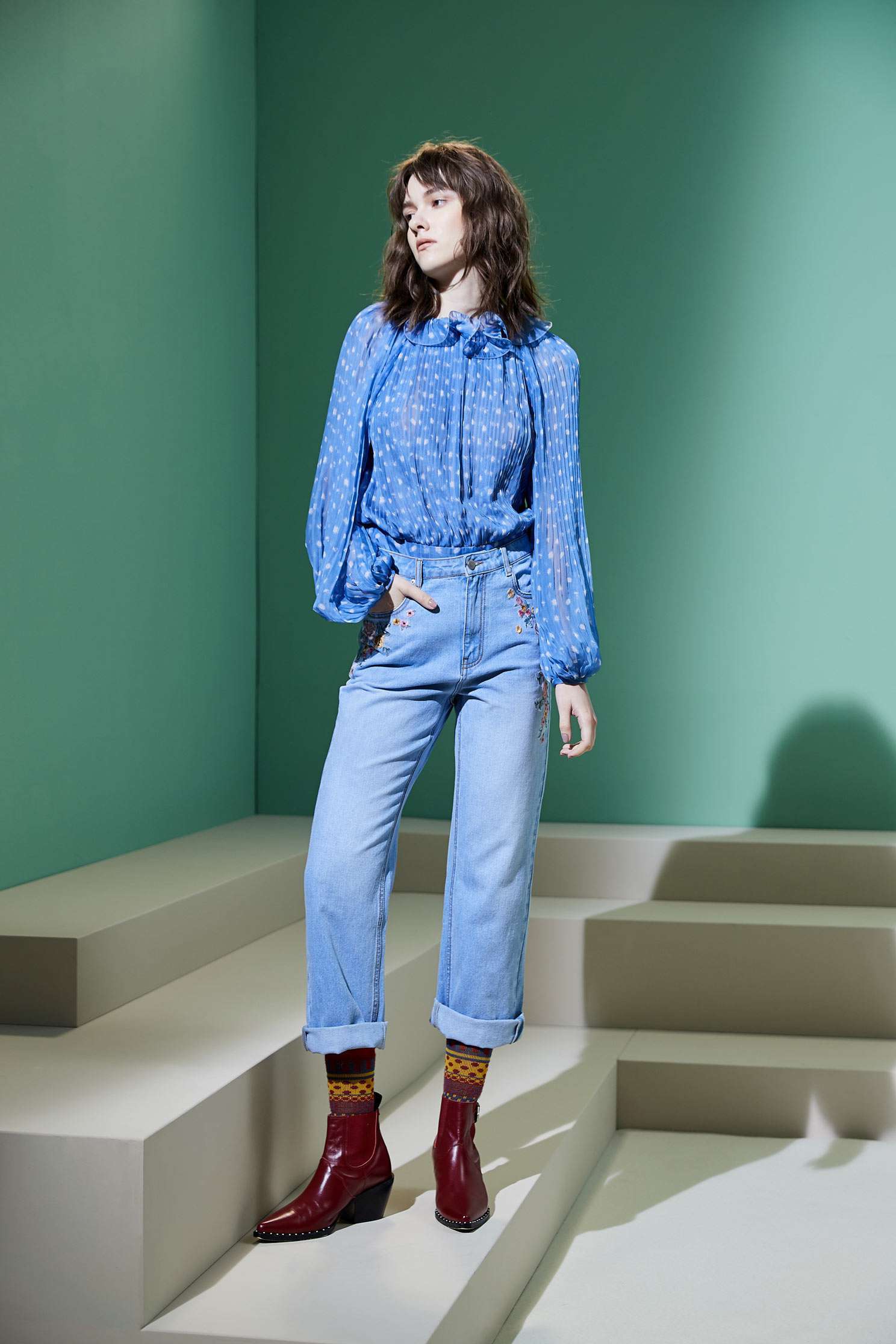Elegant flowy top,Top,圓領上衣,長袖上衣
