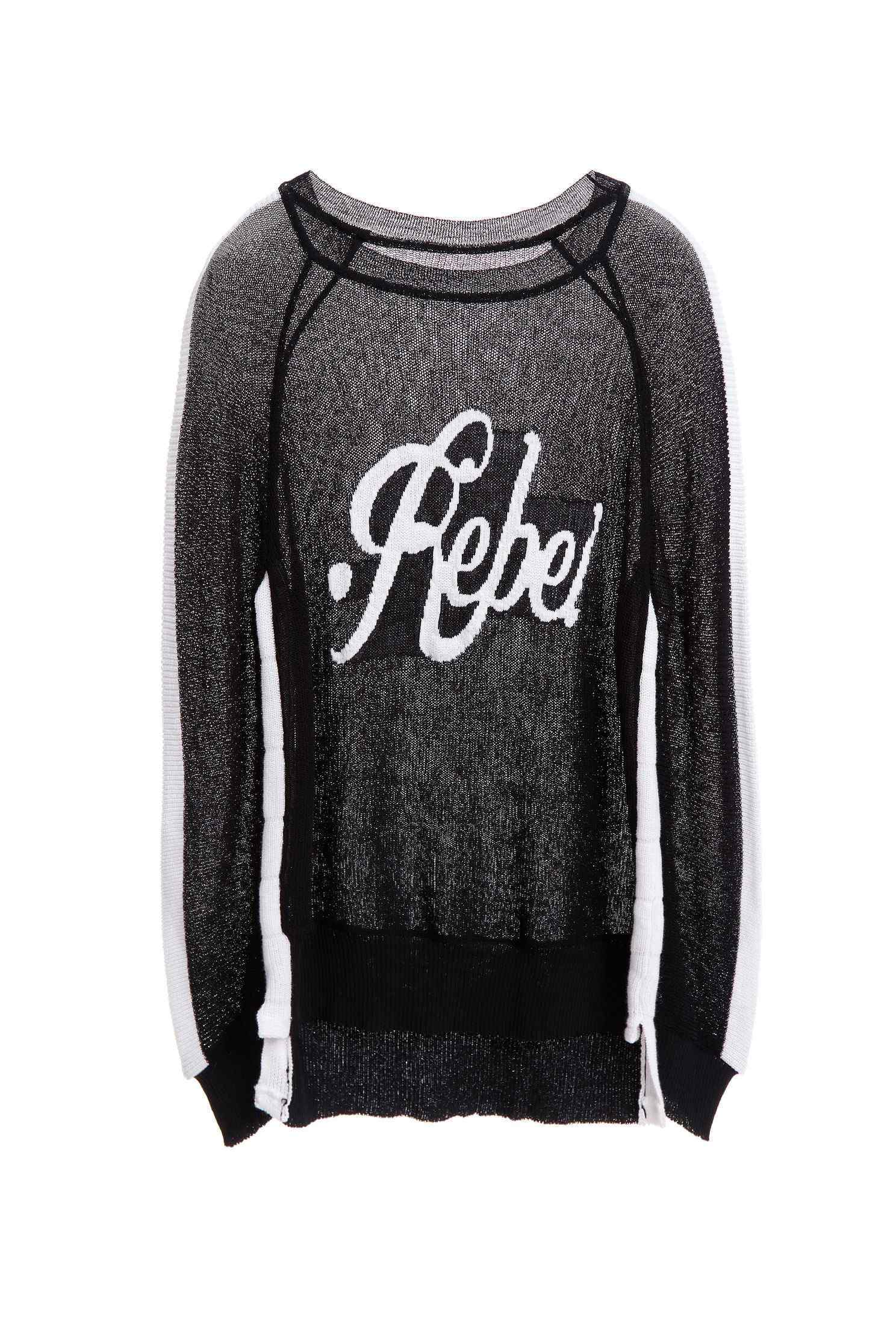 B&W mixed knitting top,Top,透膚上衣,knitting,Knitted top,Knitted Top,長袖上衣,黑色上衣