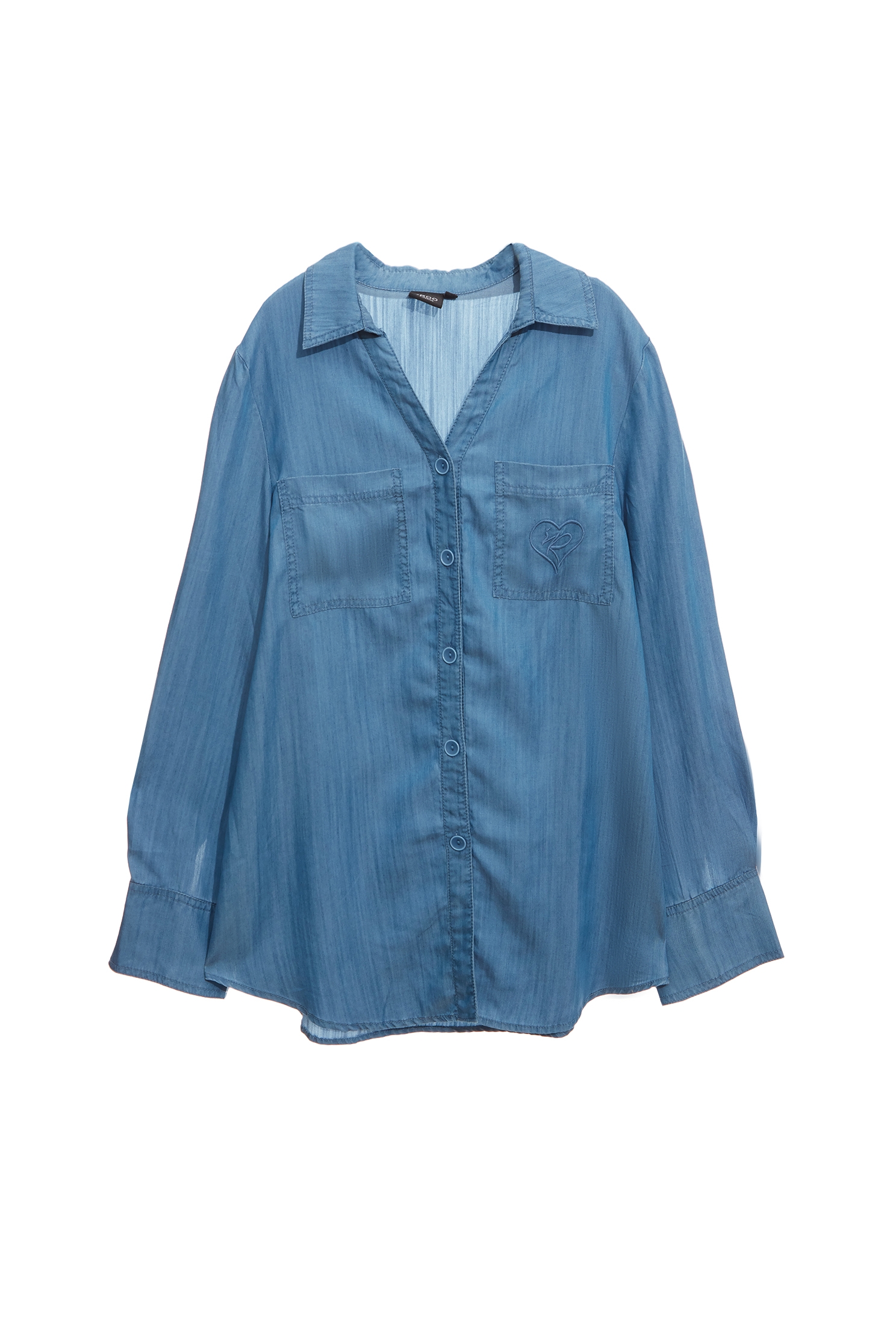 愛心刺繡天絲棉上衣愛心刺繡天絲棉上衣,上衣,刺繡,秋冬穿搭,襯衫,長版襯衫