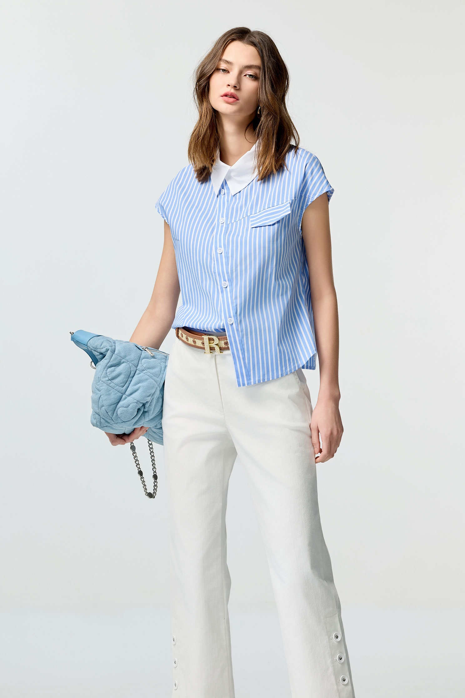 不對稱門襟造型上衣不對稱門襟造型上衣,上衣,秋冬穿搭,襯衫