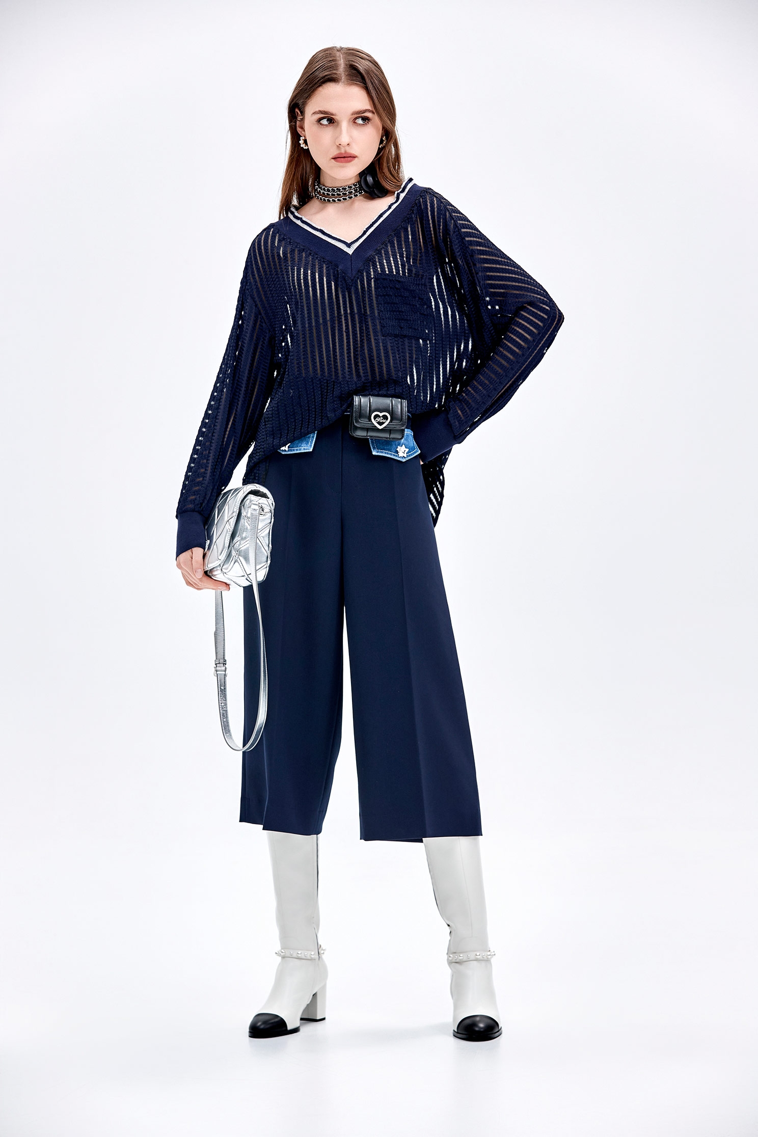 簍空條長版上衣簍空條長版上衣,上衣,秋冬穿搭