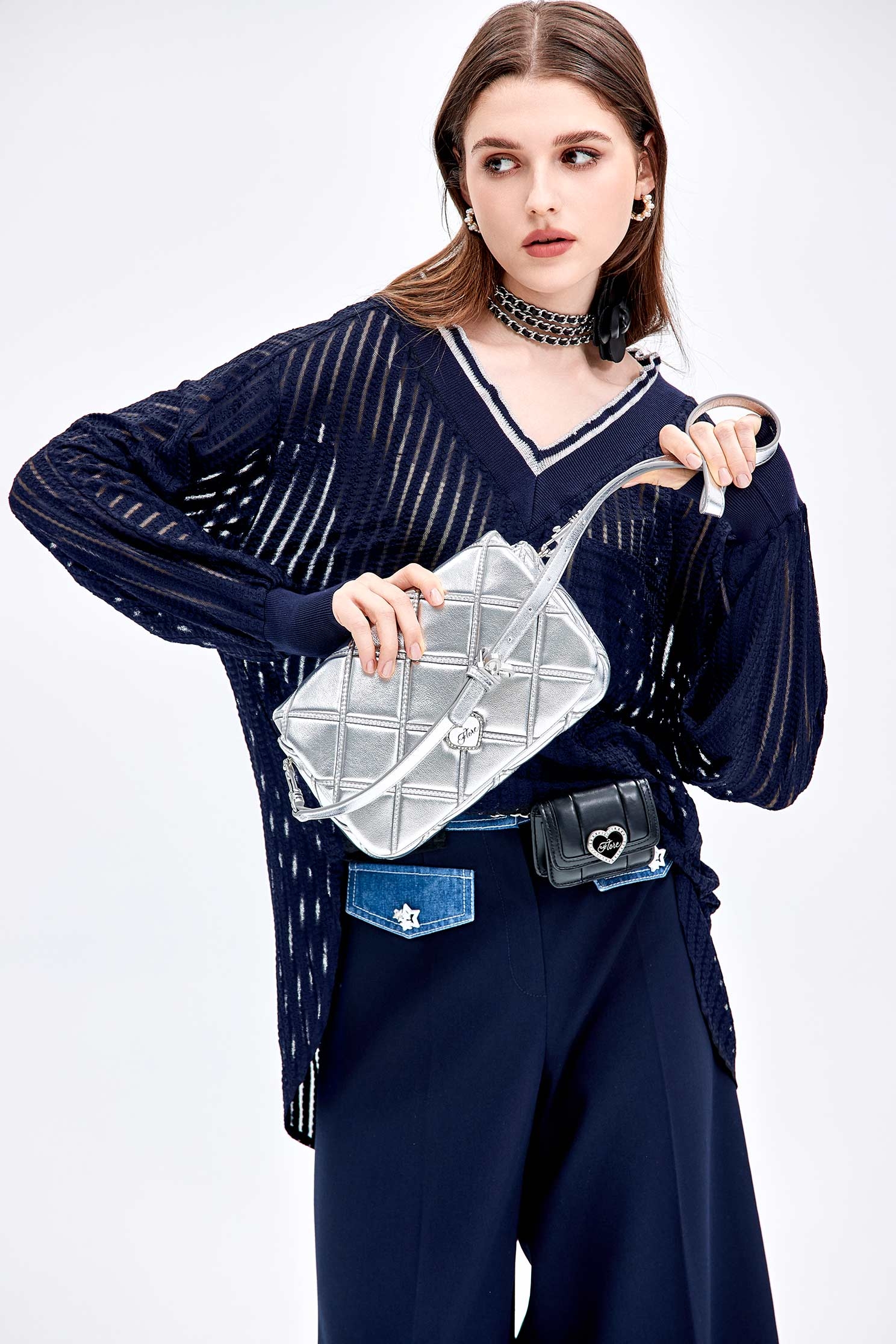 簍空條長版上衣簍空條長版上衣,上衣,秋冬穿搭