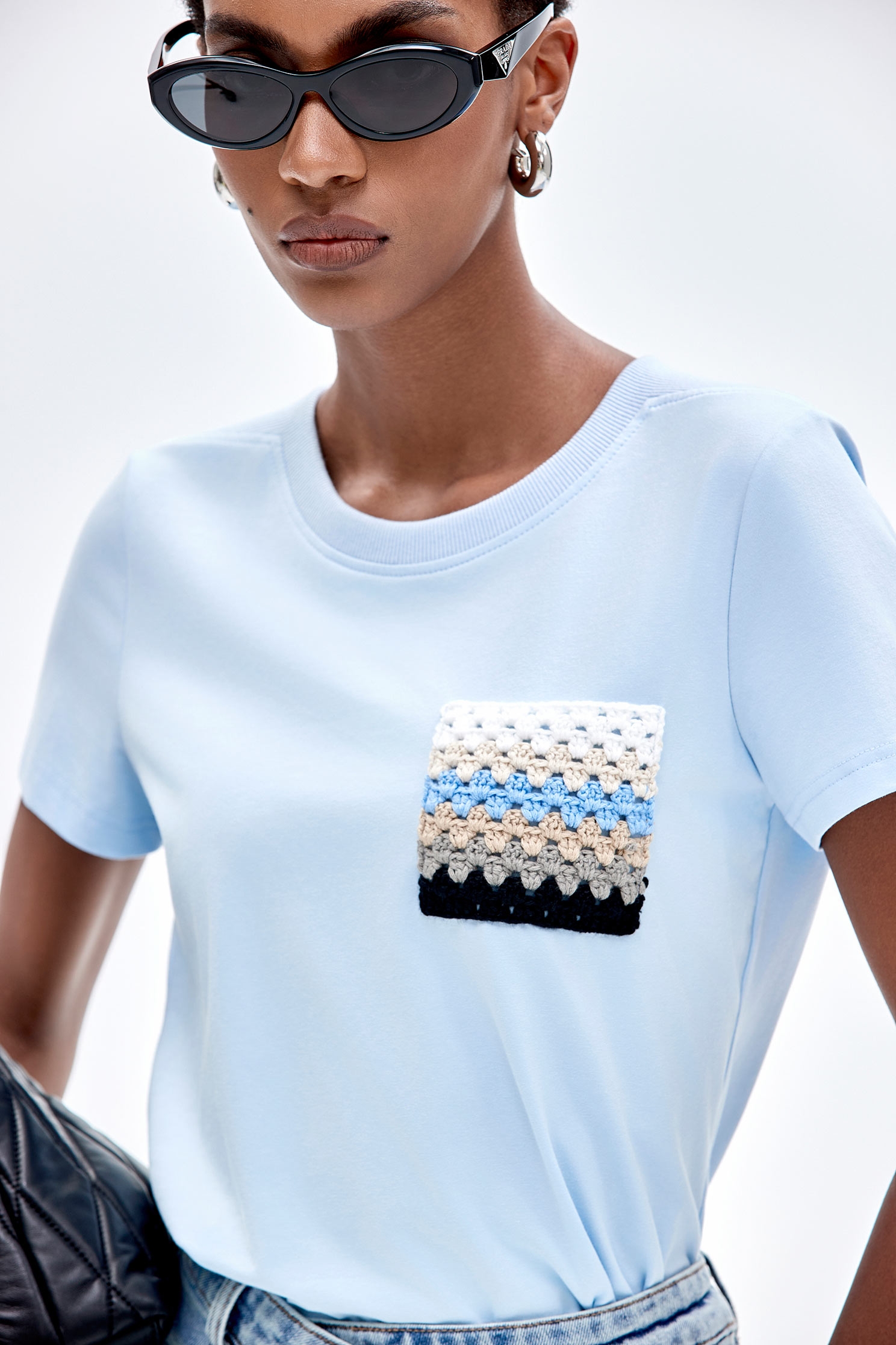 手勾配色口袋T恤上衣手勾配色口袋T恤上衣,上衣,秋冬穿搭