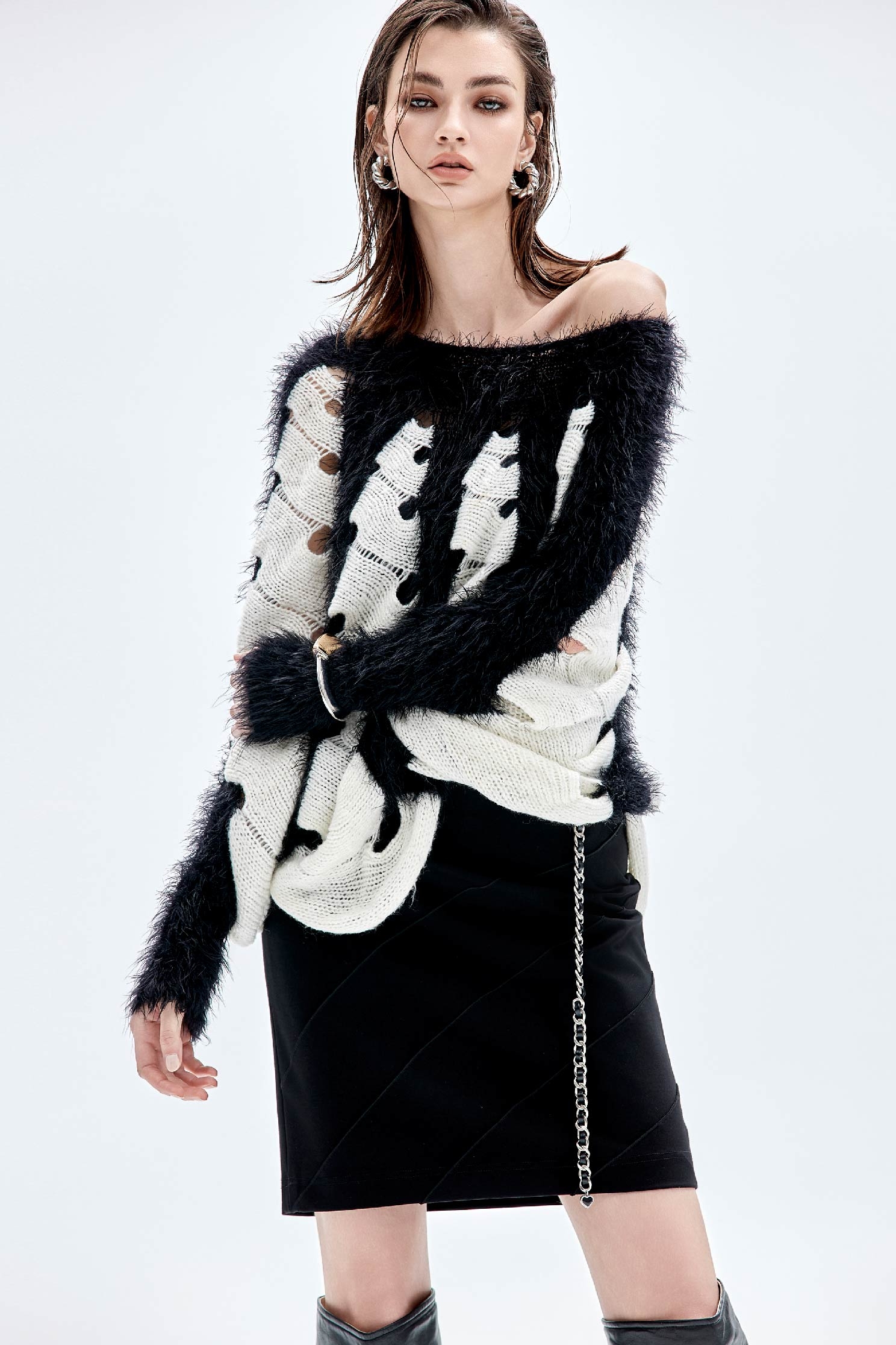 傘狀波紋針織上衣傘狀波紋針織上衣,上衣,秋冬穿搭,針織,針織衫