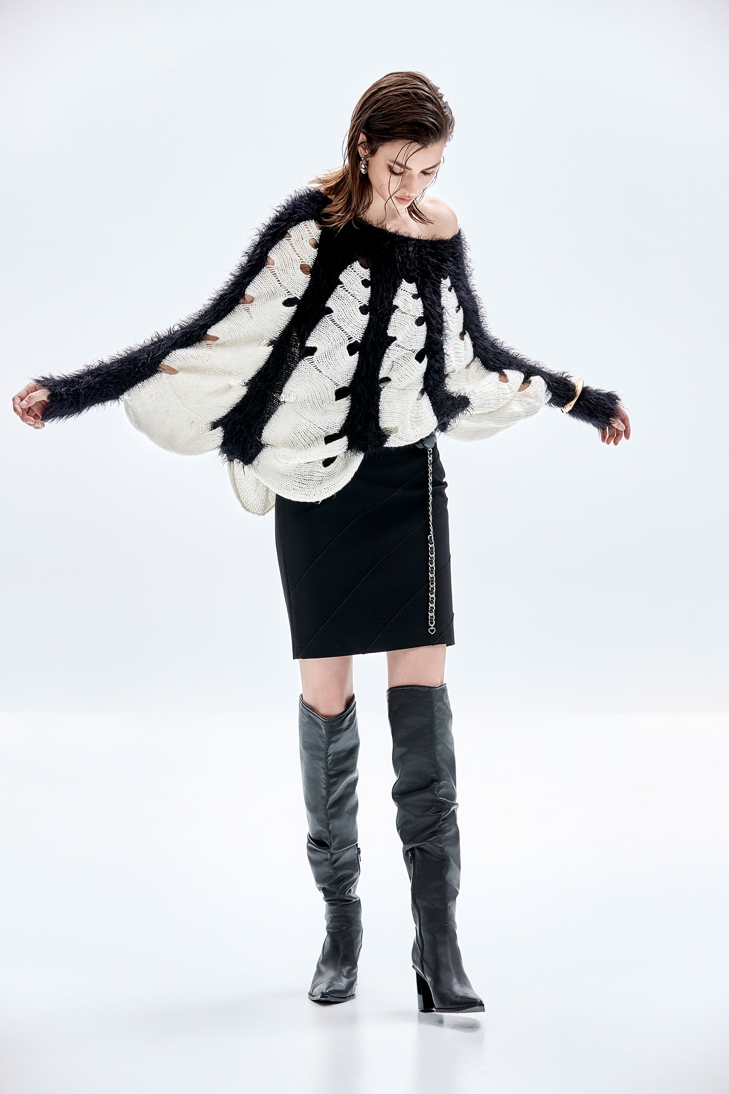 傘狀波紋針織上衣傘狀波紋針織上衣,上衣,秋冬穿搭,針織,針織衫