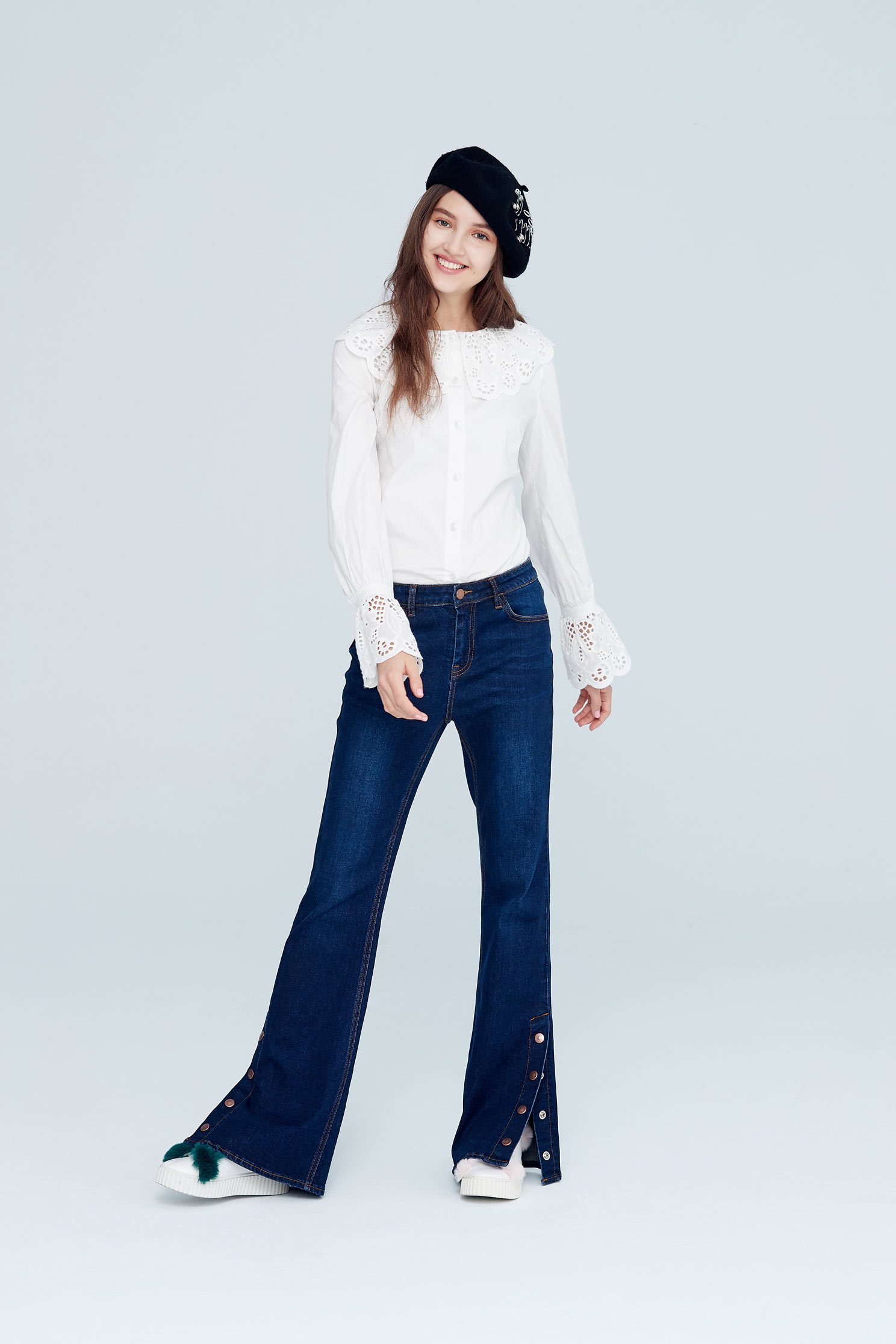 Classical elegant design top,Top,白色上衣,Cotton,Blouse,長袖上衣