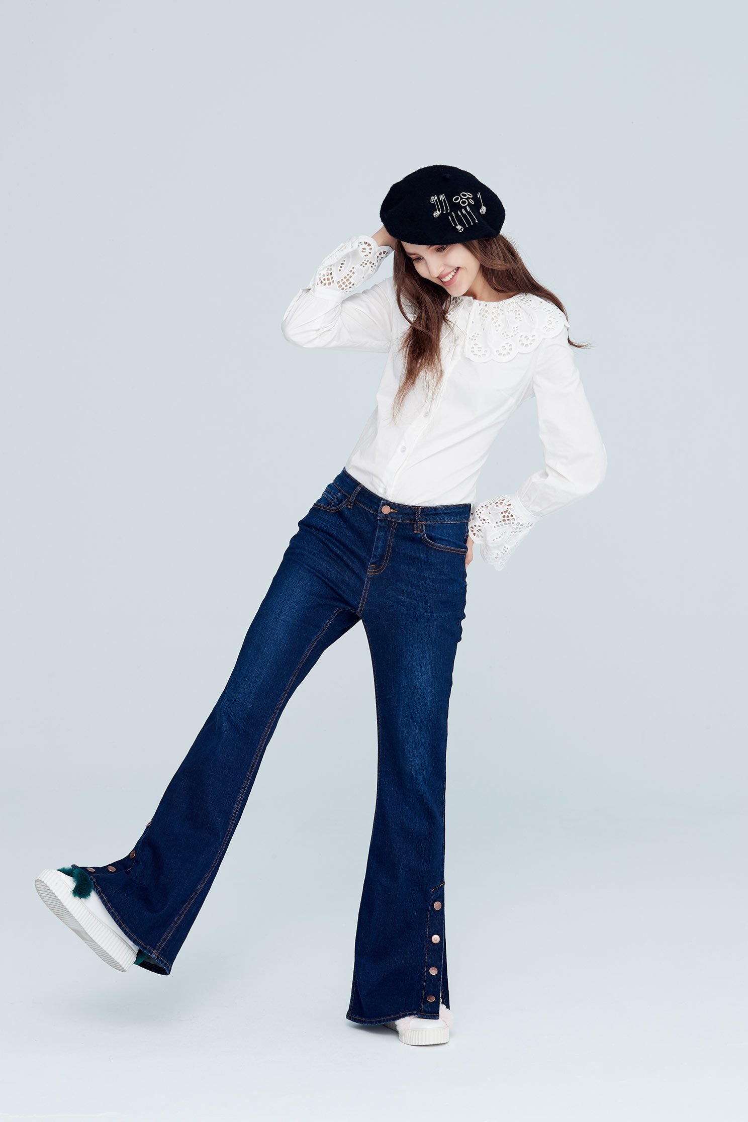 Classical elegant design top,Top,白色上衣,Cotton,Blouse,長袖上衣