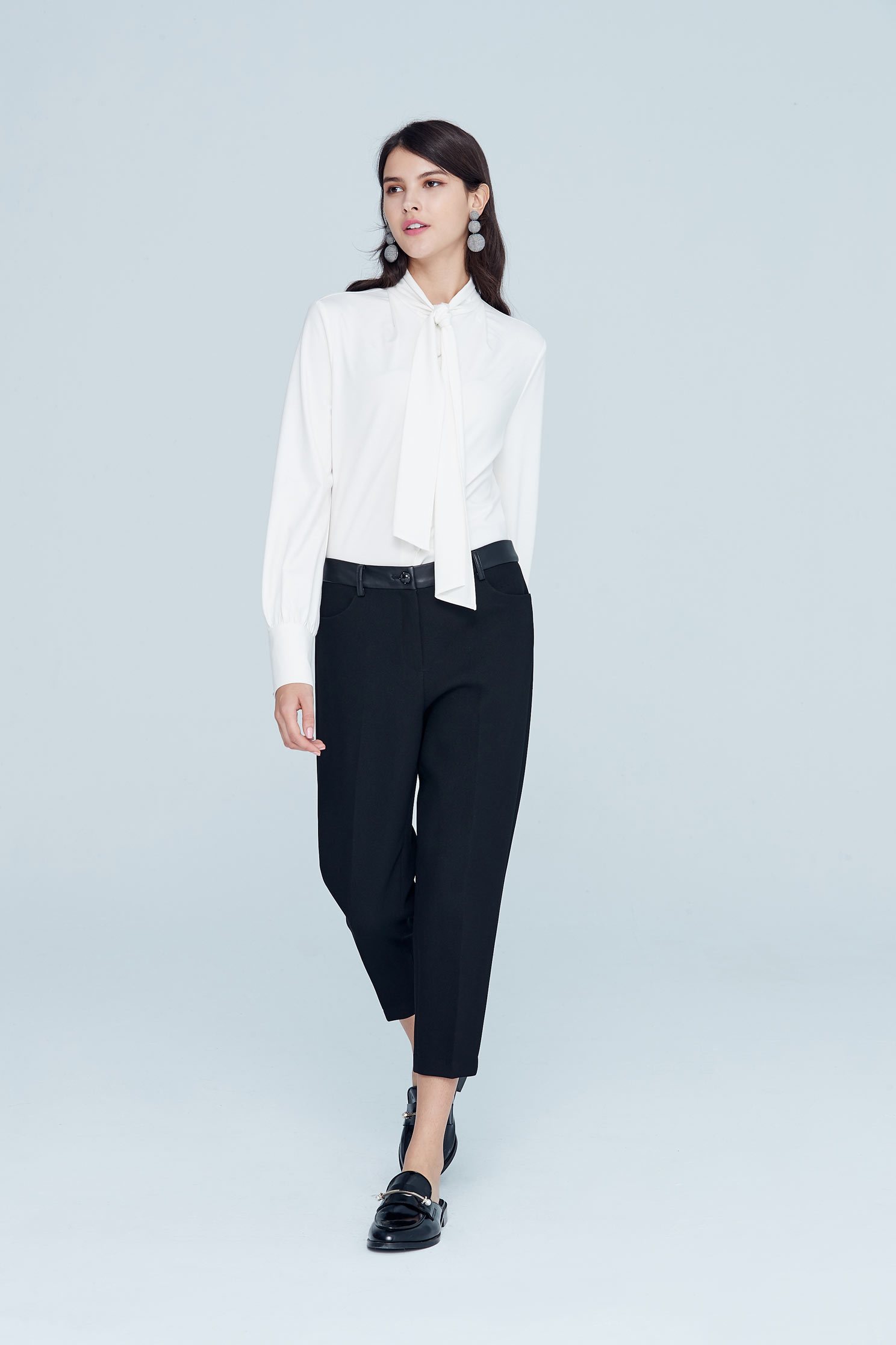 Elegant temperament classic top,top,whitetop,cotton,blouse,longsleevetop