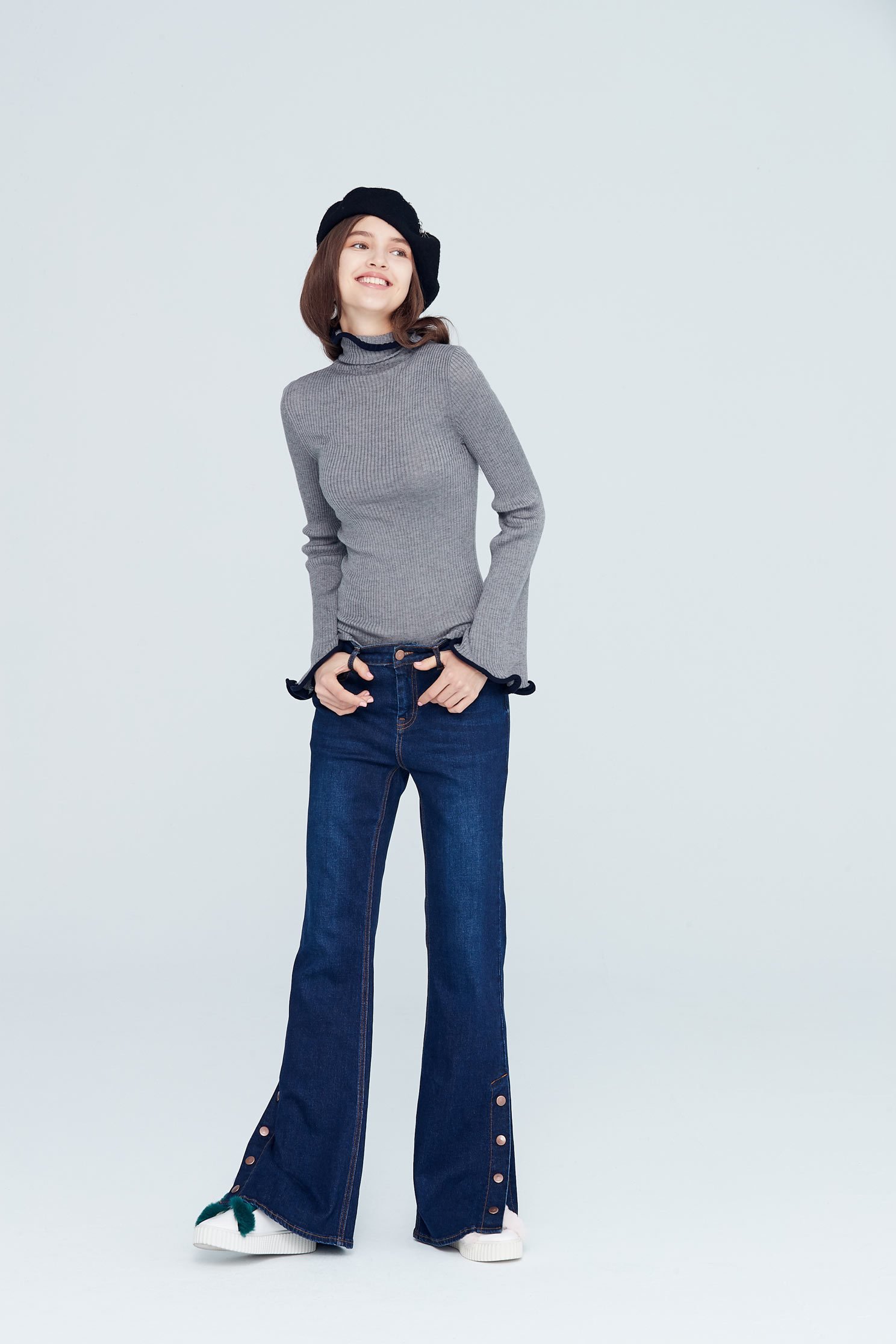 Wavy style knit long sleeve top,top,knitting,knittedtop,knittedtop,longsleevetop