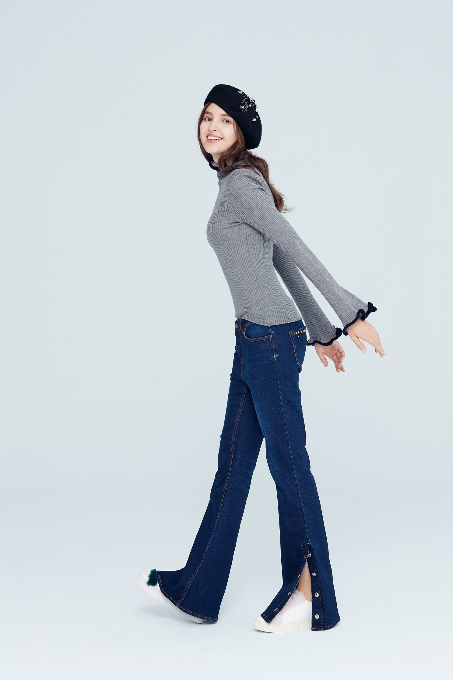 Wavy style knit long sleeve top,top,knitting,knittedtop,knittedtop,longsleevetop
