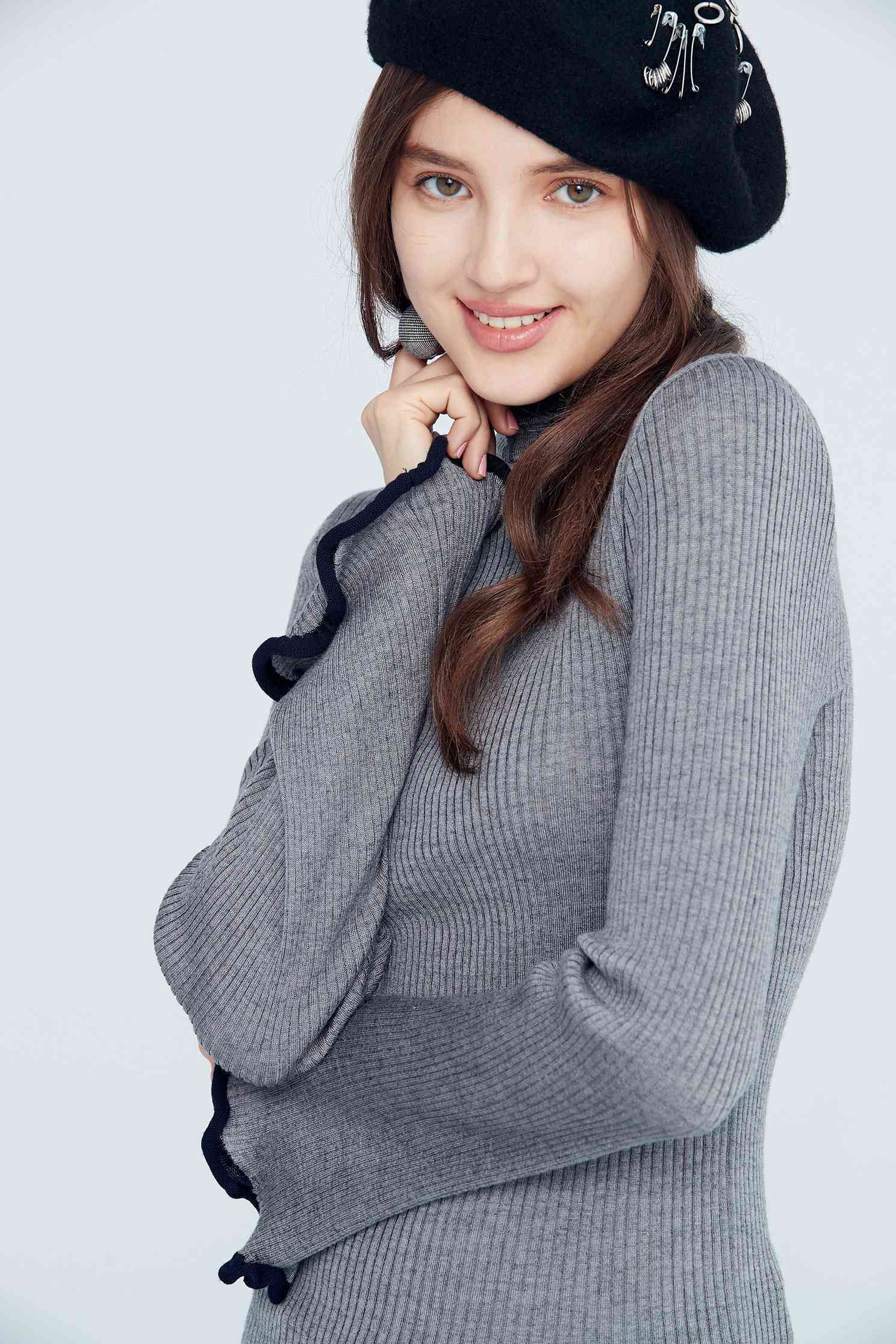 Wavy style knit long sleeve top,top,knitting,knittedtop,knittedtop,longsleevetop