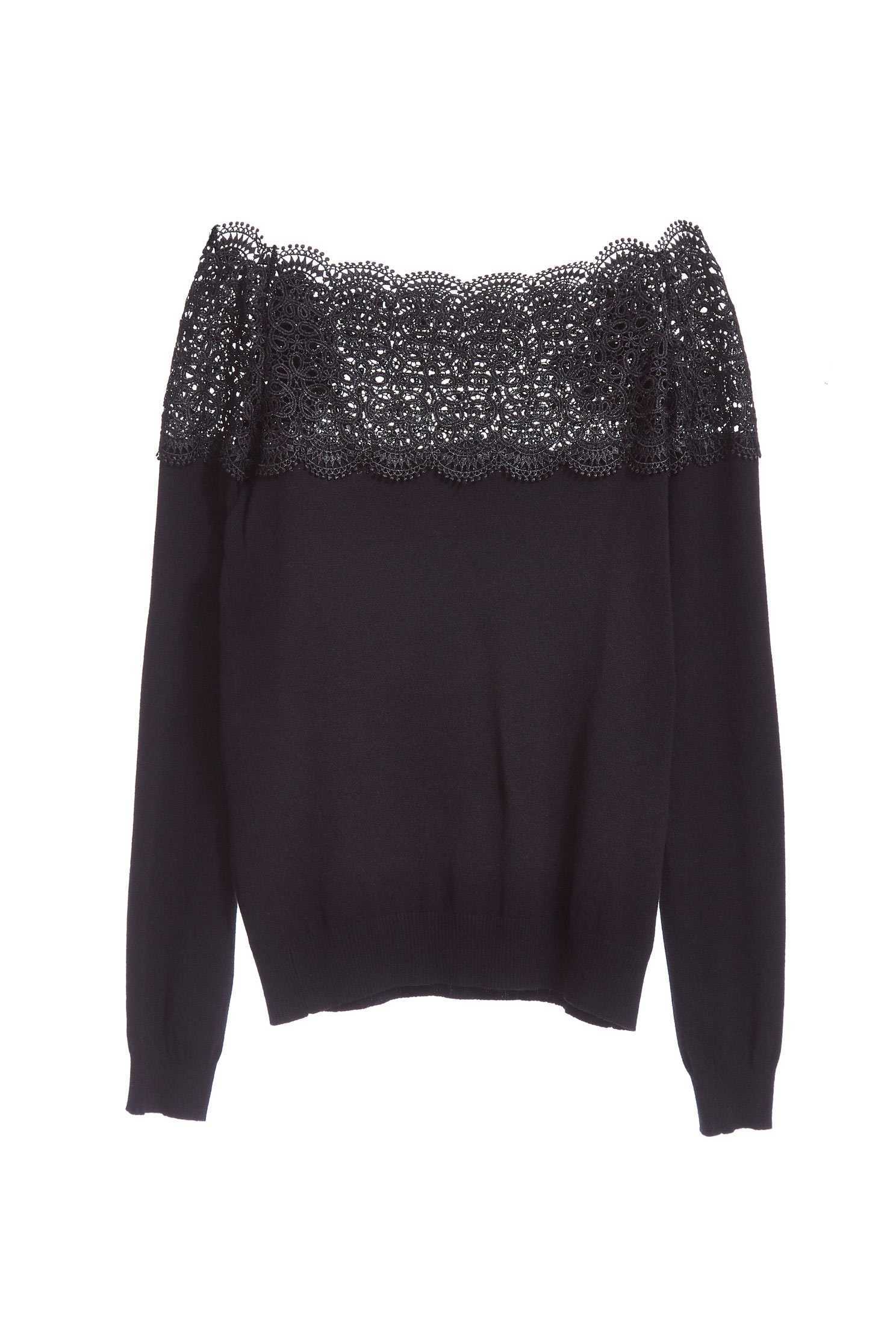 Elegant lace top,Top,Rayon,Lace,Laced Top,knitting,Knitted top,Knitted Top,長袖上衣,黑色上衣
