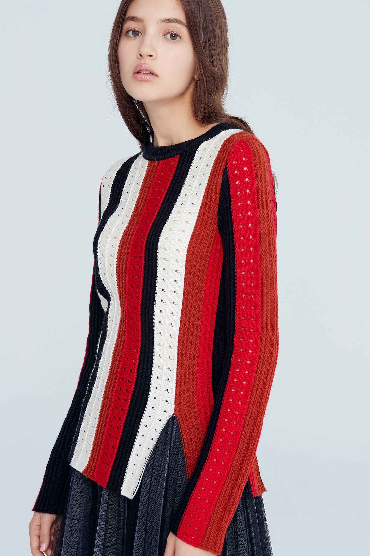 Color matching classic fashion top,top,knitting,knittedtop,knittedtop,longsleevetop